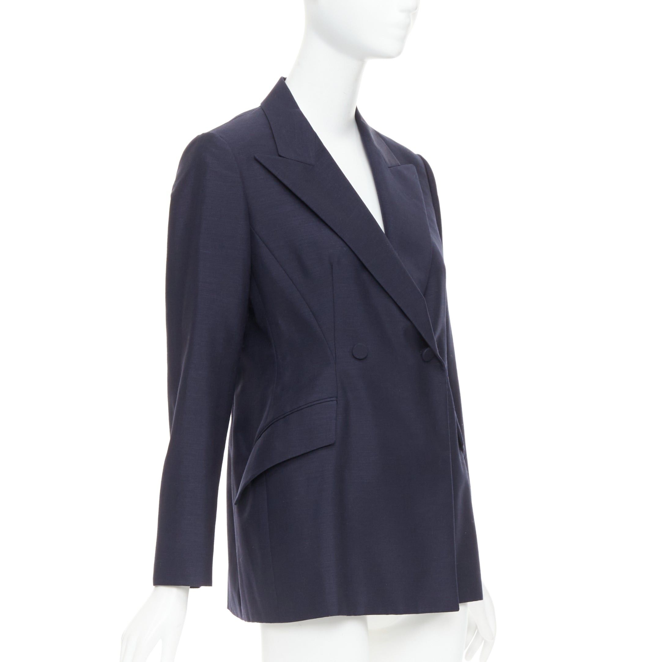 Dior CHRISTIAN DIOR Bar navy mohair wool double breasted silk lined blazer FR42 XL Size L / US 10 / IT 46 - 4 Thumbnail