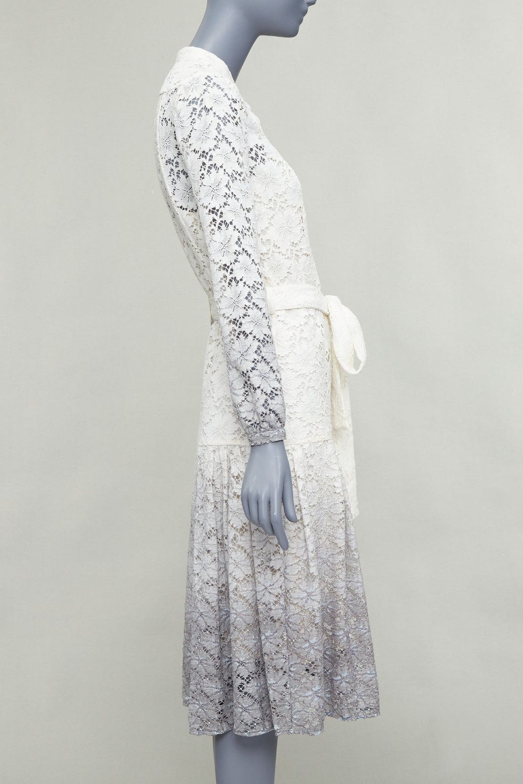 Burberry rare BURBERRY PRORSUM 2014 cream grey ombre lace dress IT38 XS Olivia Palermo Size XS / US 0-2 / IT 36-38 - 4 Thumbnail