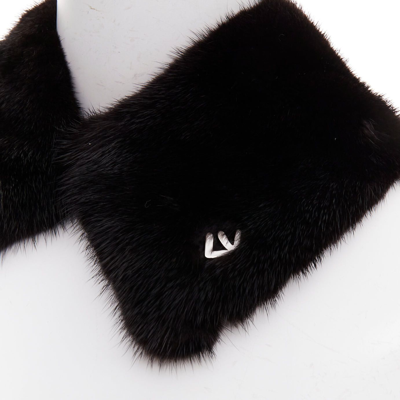 Louis Vuitton LOUIS VUITTON 2019 brown mink fur LV logo leather silk lined collar scarf Size ONE SIZE - 2 Thumbnail