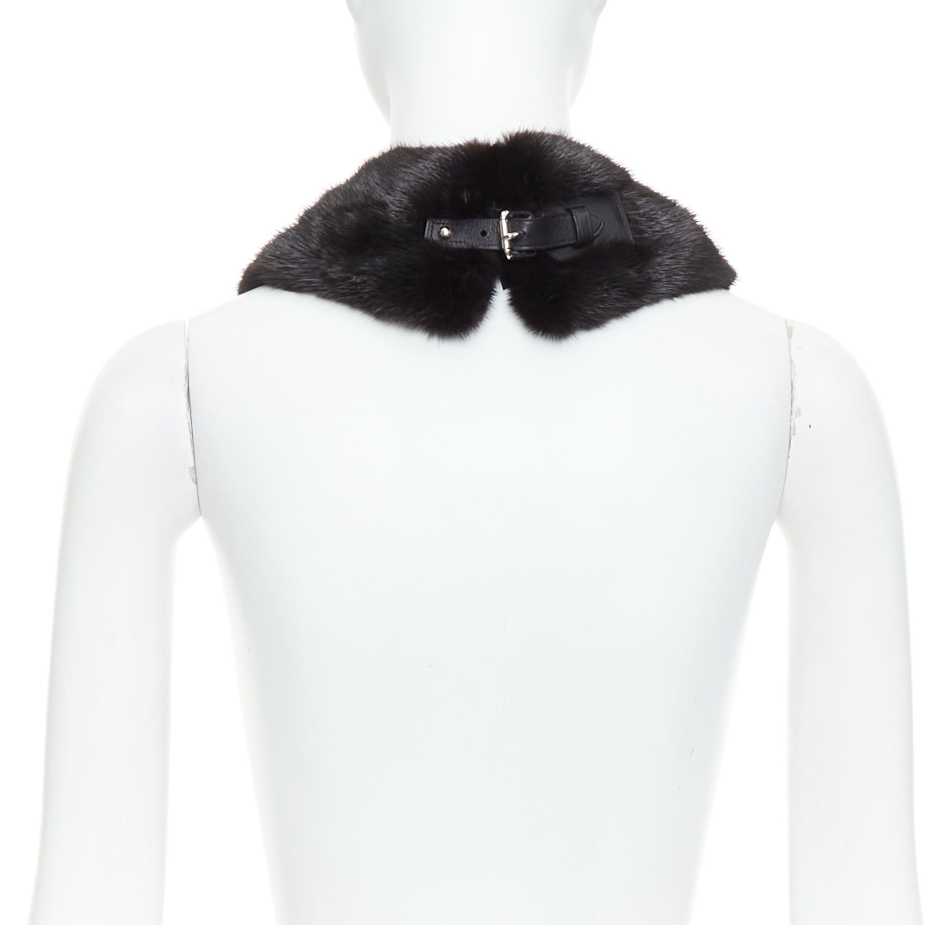 Louis Vuitton LOUIS VUITTON 2019 brown mink fur LV logo leather silk lined collar scarf Size ONE SIZE - 5 Thumbnail