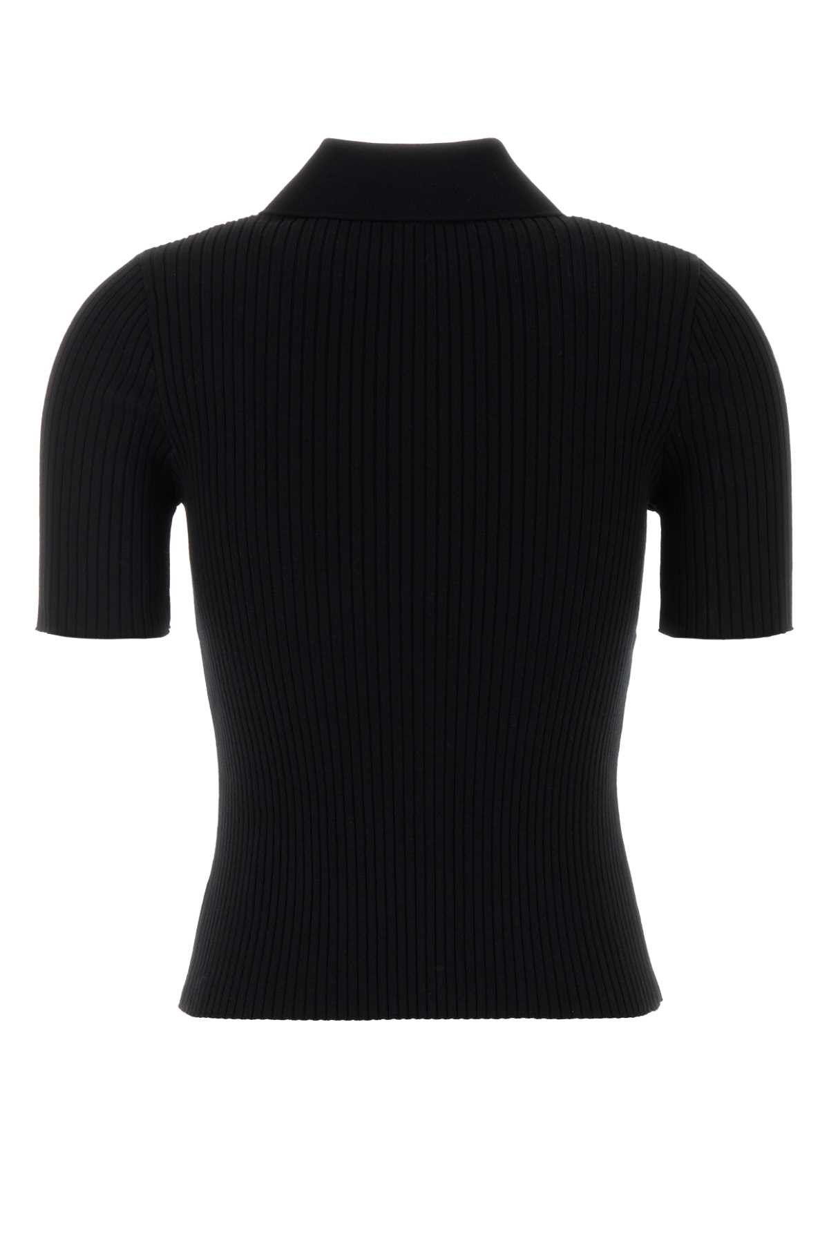 Black Viscose Blend Polo Shirt