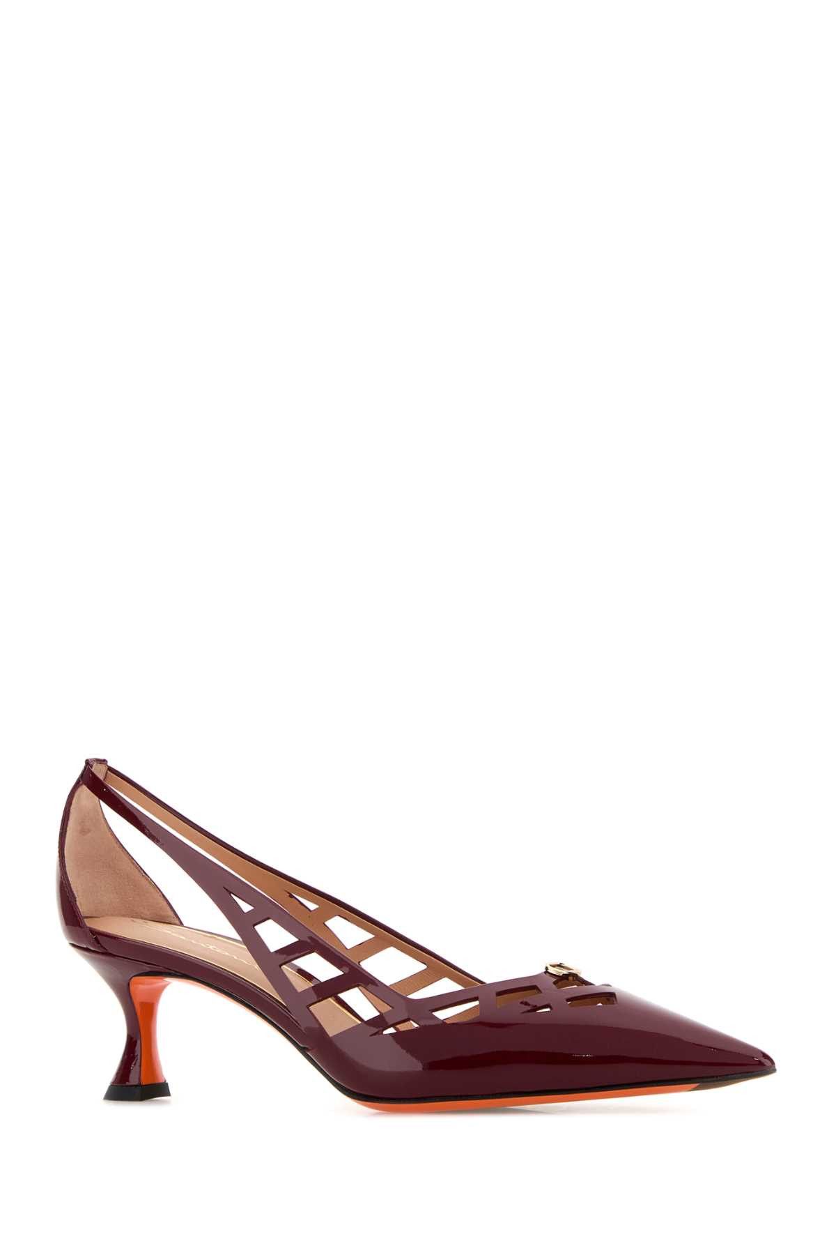 Santoni Burgundy Leather Stella Pumps Size US 9 / IT 39 - 2 Thumbnail