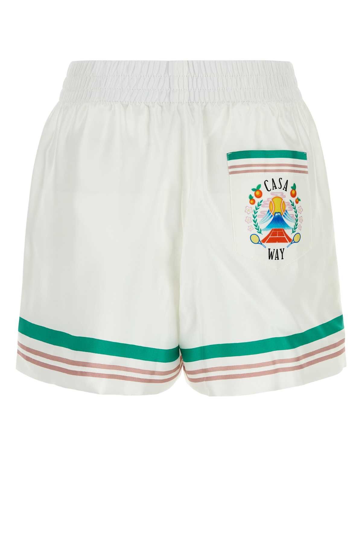 Casablanca White Satin Shorts Size 25" / US 0 / IT 36 - 2 Thumbnail