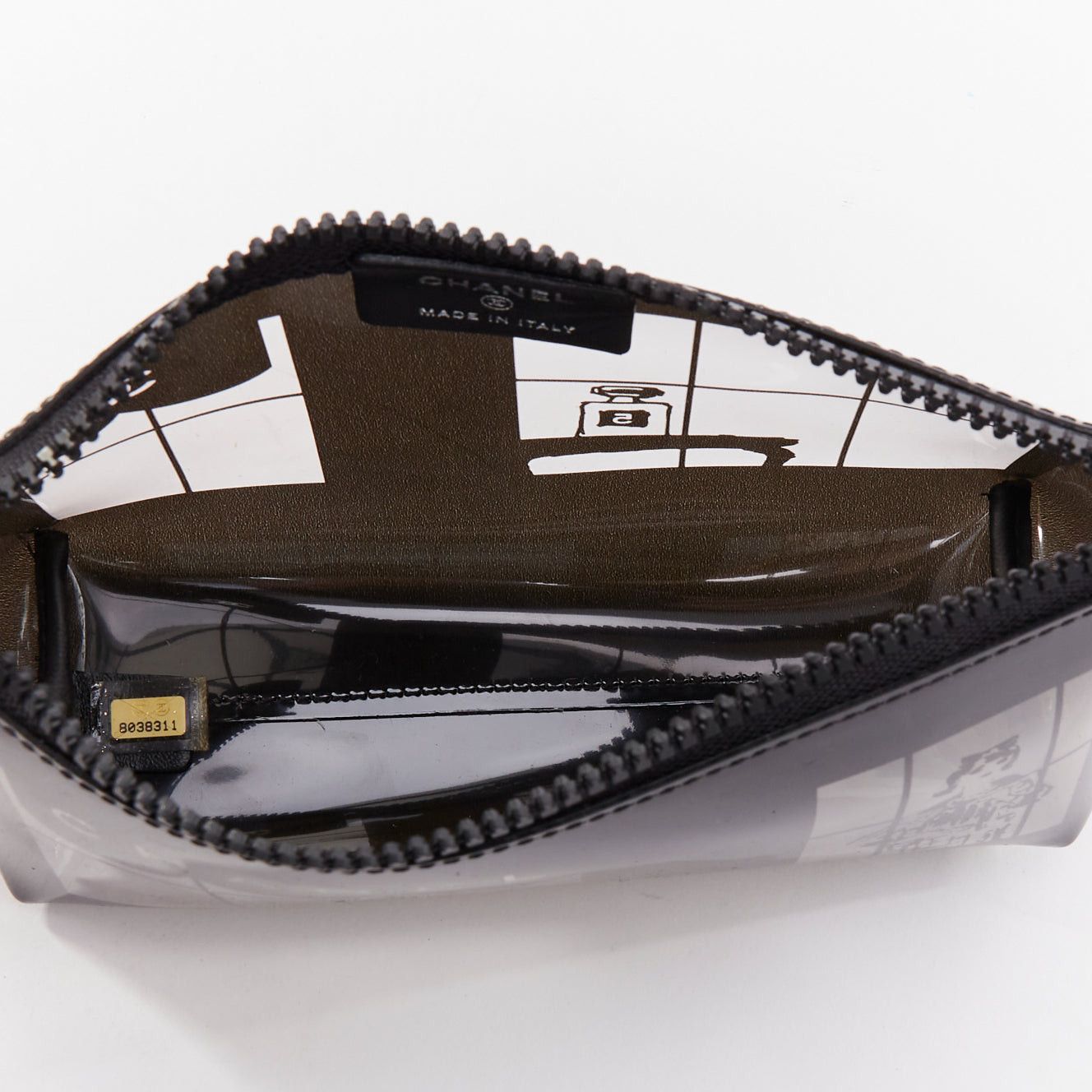 Chanel CHANEL 2003 Coco Window black clear PVC silver zip cosmetic pouch Size ONE SIZE - 5 Thumbnail