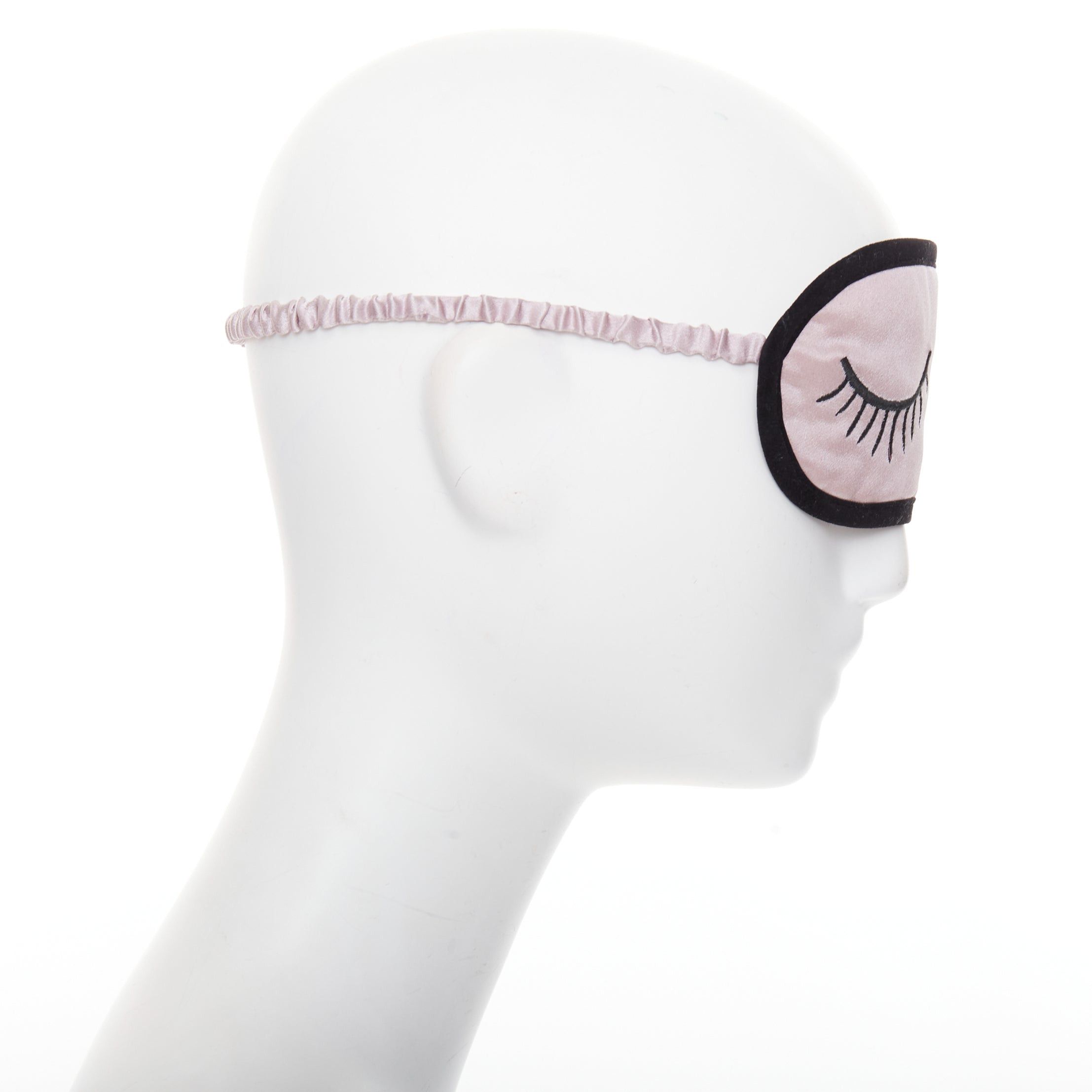 Chanel rare CHANEL pink 100% silk CC tear eyelash embroidery sleeping mask pouch set Size ONE SIZE - 3 Thumbnail