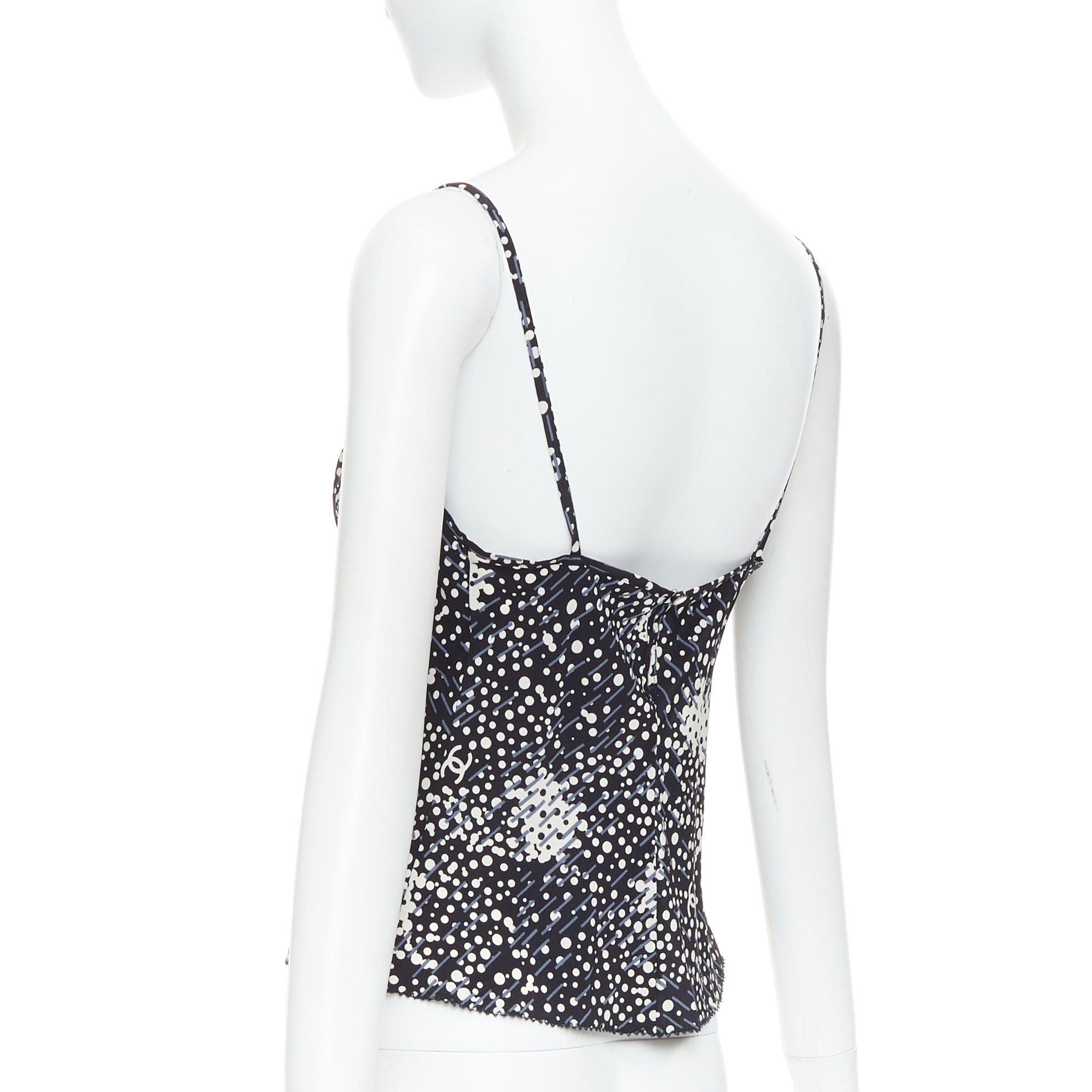 Chanel CHANEL 02A 100% silk CC logo polka dot pearl trim camisole FR40 S Size M / US 6-8 / IT 42-44 - 6 Thumbnail