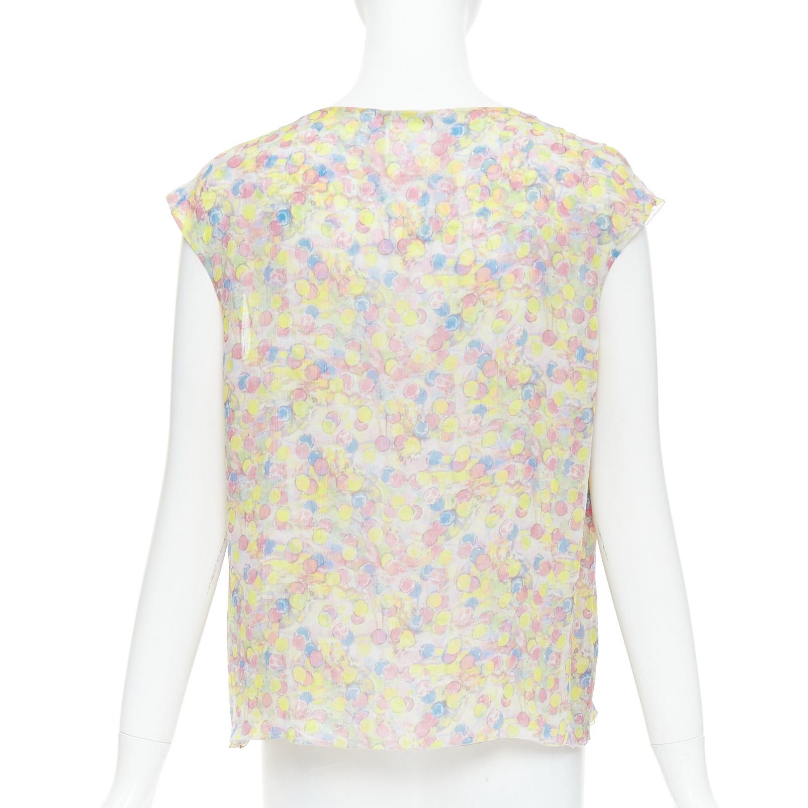Chanel CHANEL 2011 100% silk Vintage circle pastel CC logo ruffle blouse FR42 XL Size L / US 10 / IT 46 - 5 Thumbnail