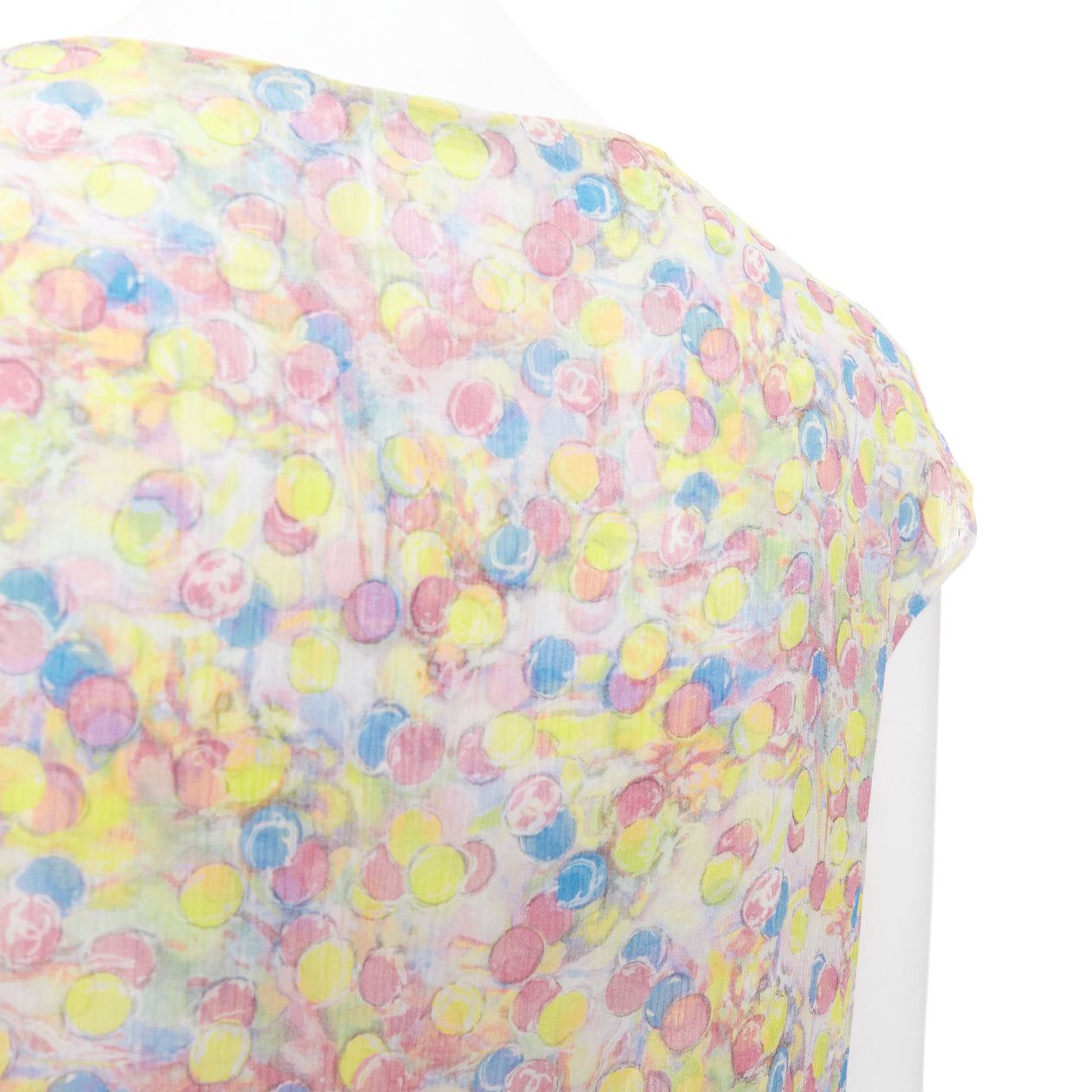 Chanel CHANEL 2011 100% silk Vintage circle pastel CC logo ruffle blouse FR42 XL Size L / US 10 / IT 46 - 7 Thumbnail