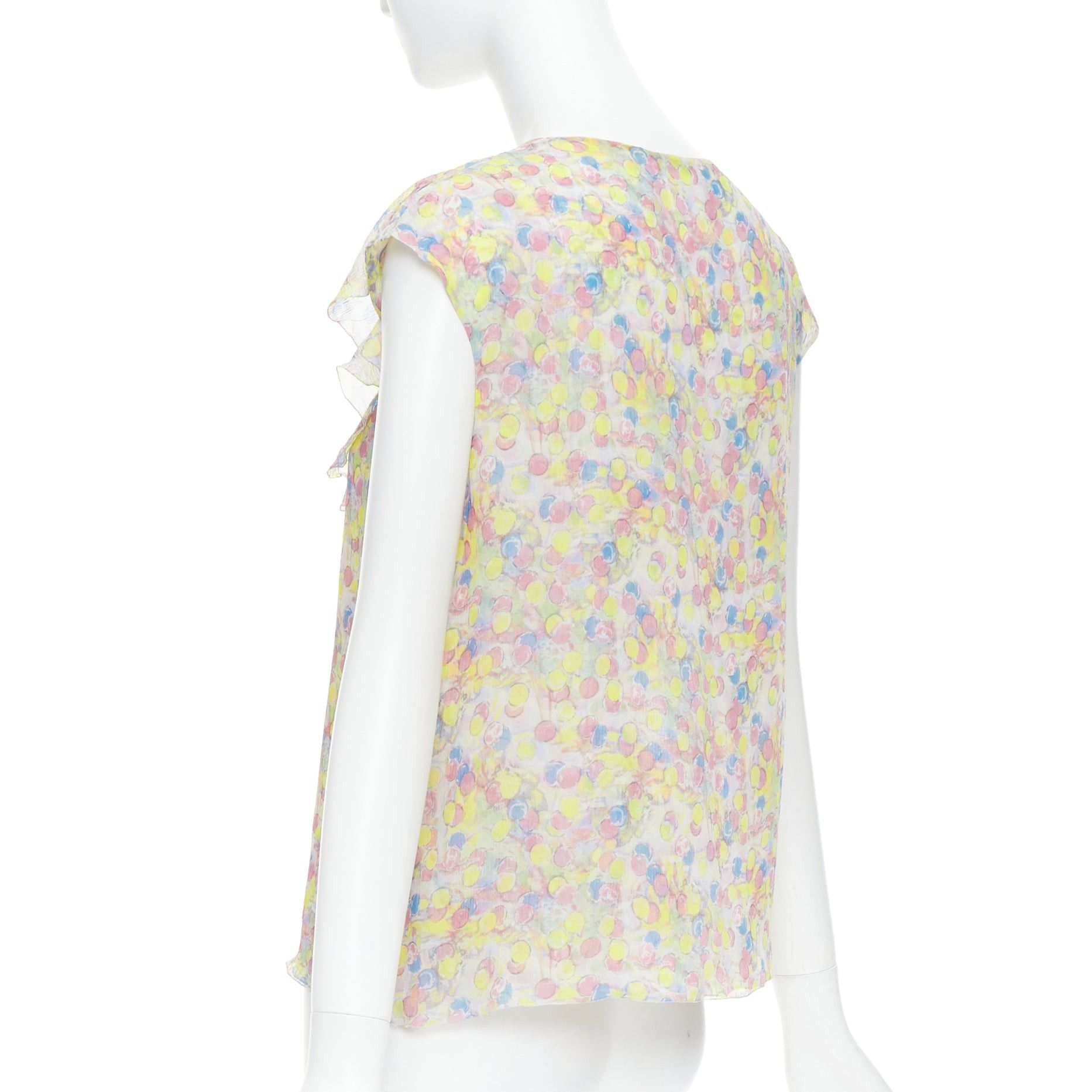 Chanel CHANEL 2011 100% silk Vintage circle pastel CC logo ruffle blouse FR42 XL Size L / US 10 / IT 46 - 6 Thumbnail