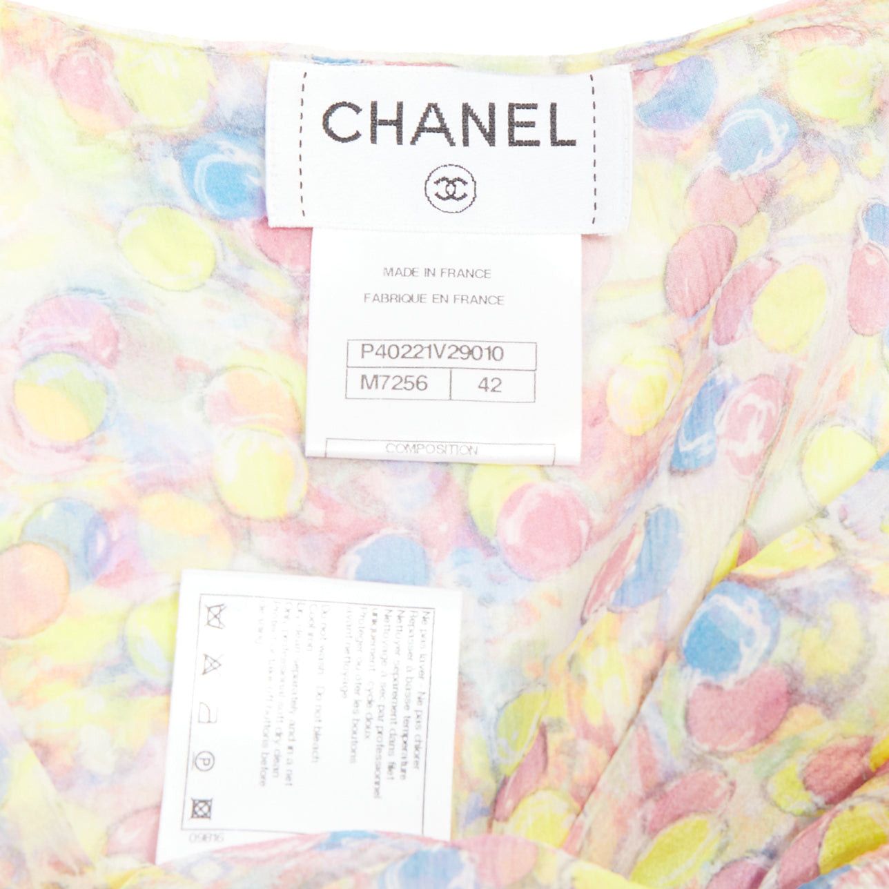 Chanel CHANEL 2011 100% silk Vintage circle pastel CC logo ruffle blouse FR42 XL Size L / US 10 / IT 46 - 8 Thumbnail
