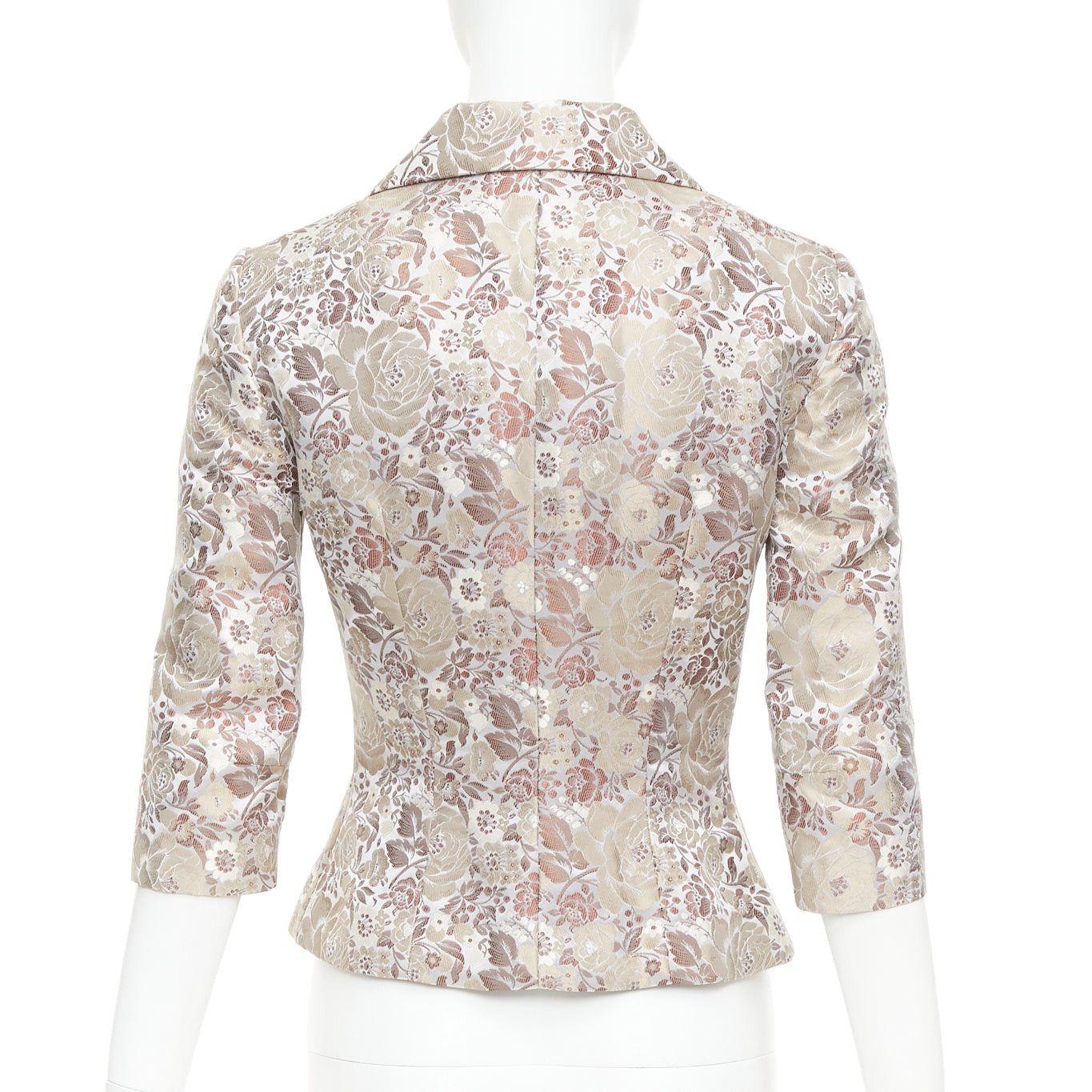Dolce & Gabbana DOLCE GABBANA Vintage 1990s floral jacquard cropped blazer jacket IT38 XS Size XS / US 0-2 / IT 36-38 - 6 Thumbnail