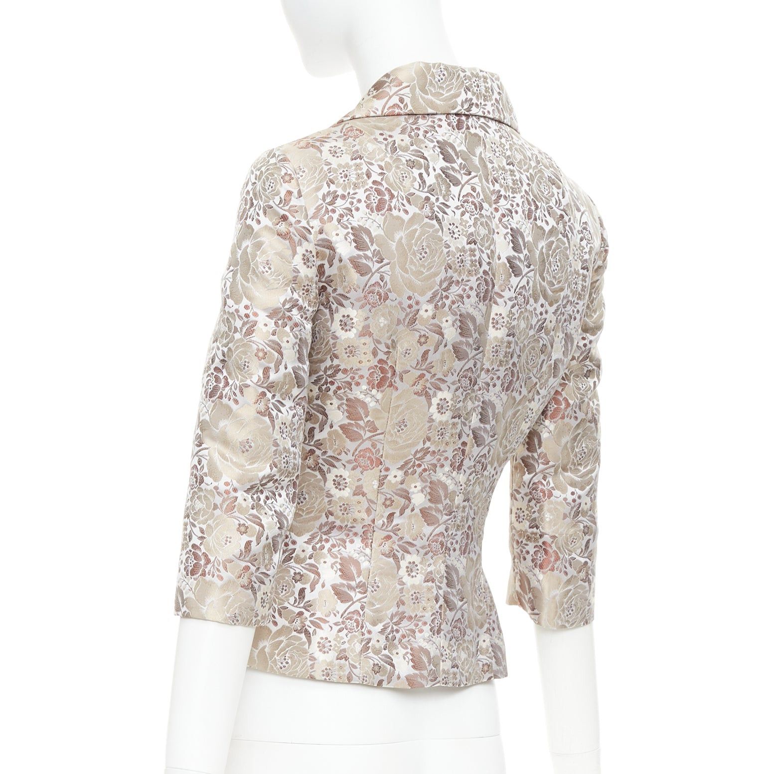Dolce & Gabbana DOLCE GABBANA Vintage 1990s floral jacquard cropped blazer jacket IT38 XS Size XS / US 0-2 / IT 36-38 - 7 Thumbnail