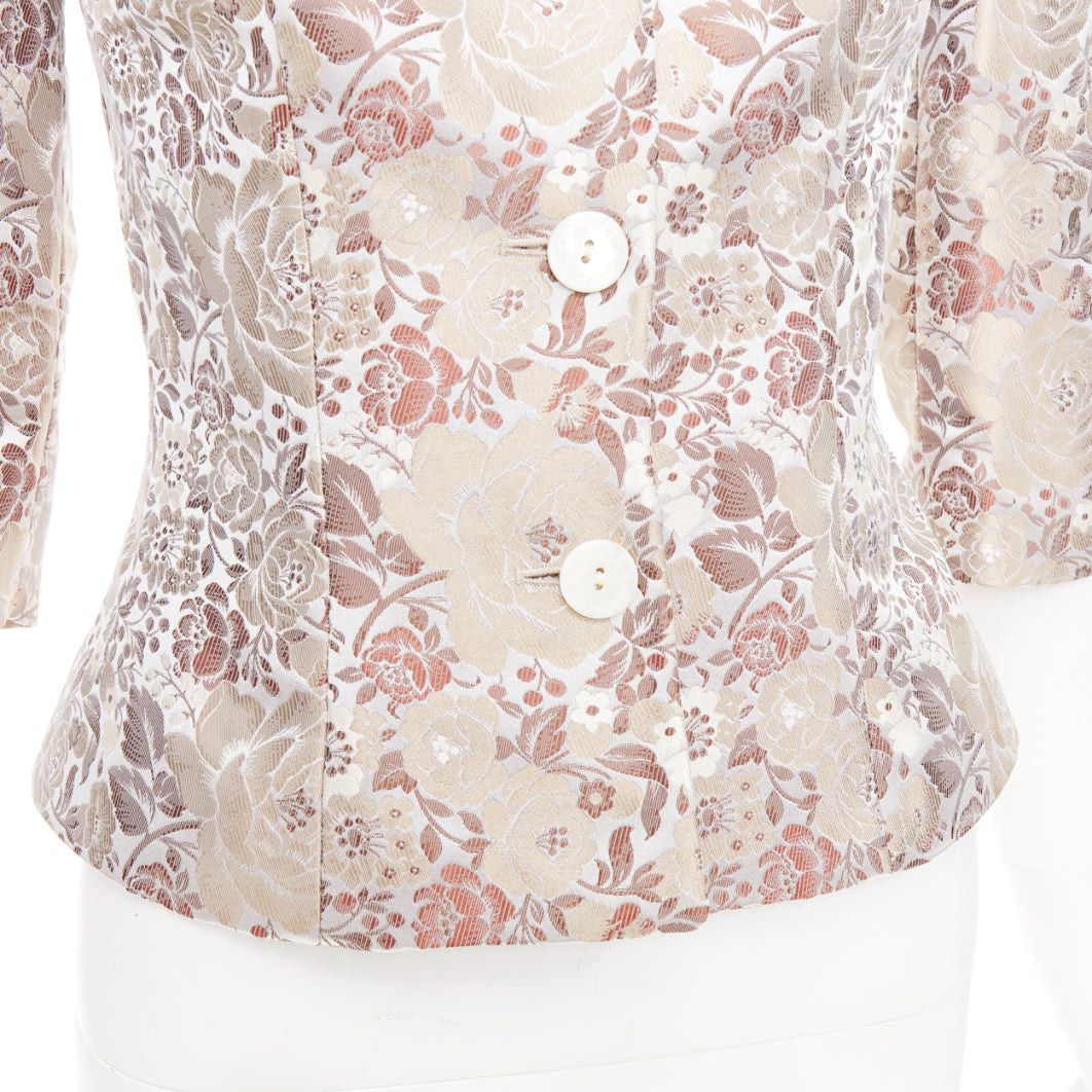 Dolce & Gabbana DOLCE GABBANA Vintage 1990s floral jacquard cropped blazer jacket IT38 XS Size XS / US 0-2 / IT 36-38 - 8 Thumbnail