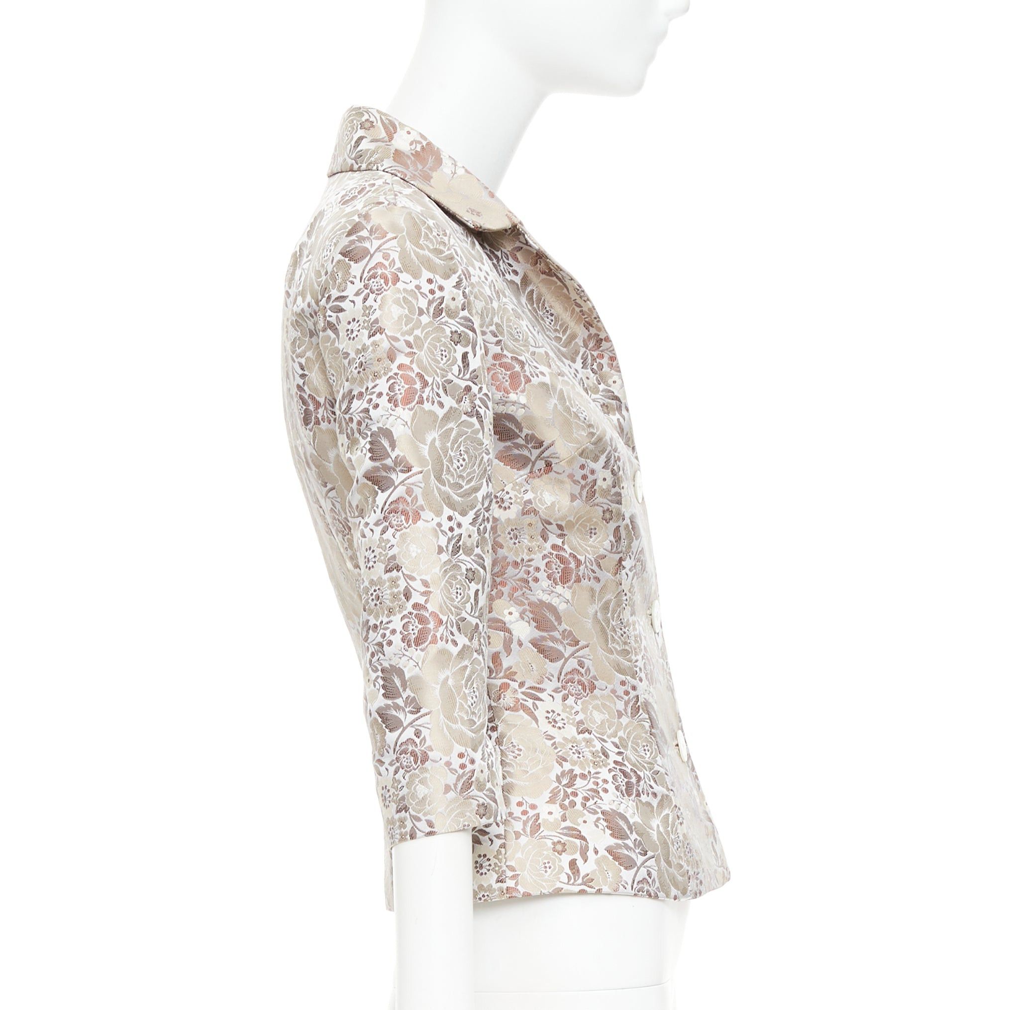 Dolce & Gabbana DOLCE GABBANA Vintage 1990s floral jacquard cropped blazer jacket IT38 XS Size XS / US 0-2 / IT 36-38 - 5 Thumbnail
