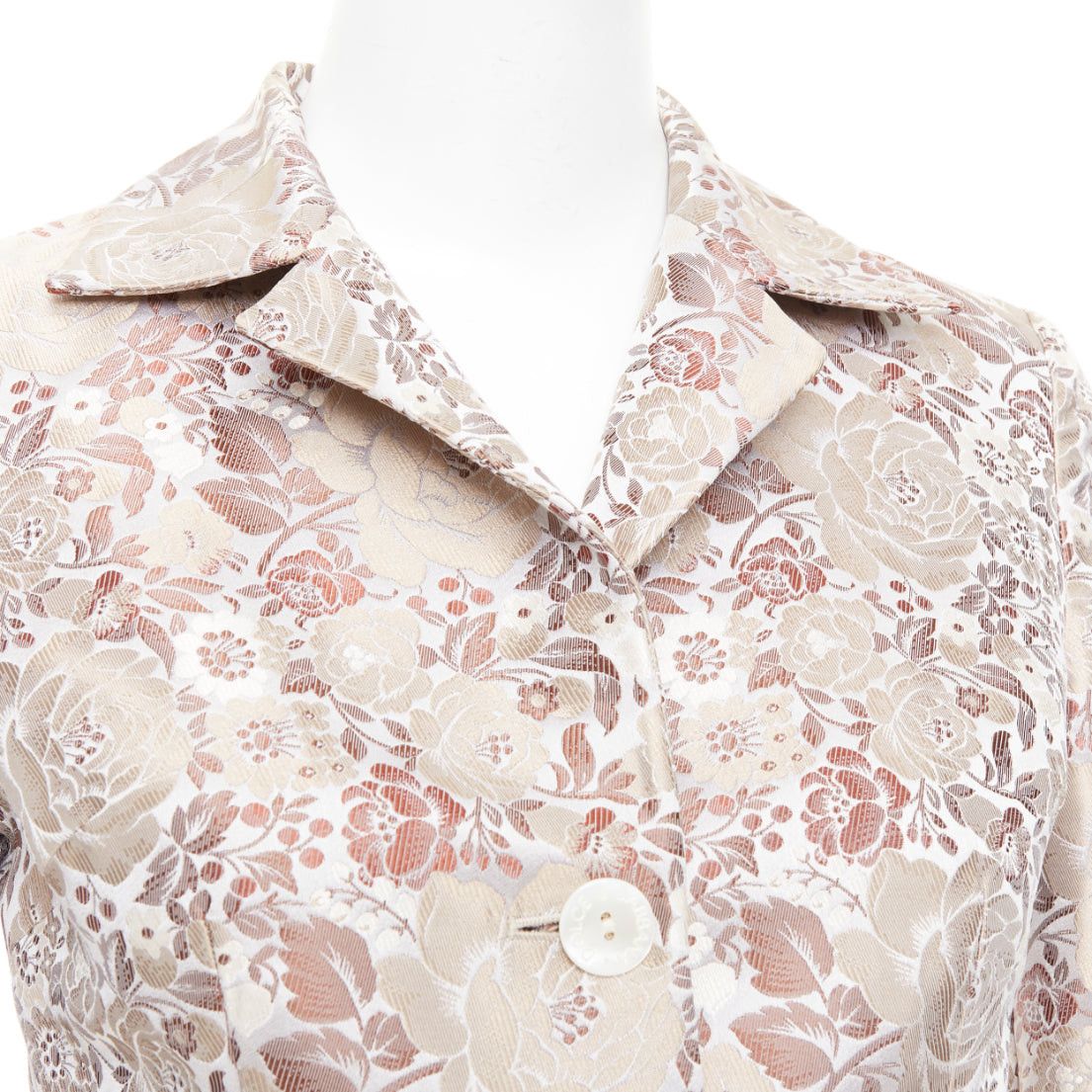 Dolce & Gabbana DOLCE GABBANA Vintage 1990s floral jacquard cropped blazer jacket IT38 XS Size XS / US 0-2 / IT 36-38 - 2 Thumbnail