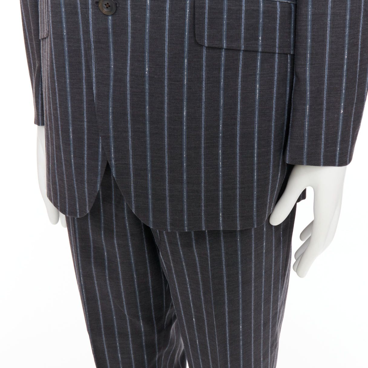 Etro ETRO grey blue pinstripe 100% wool single breasted blazer jacket IT50 L Size 50R - 7 Thumbnail