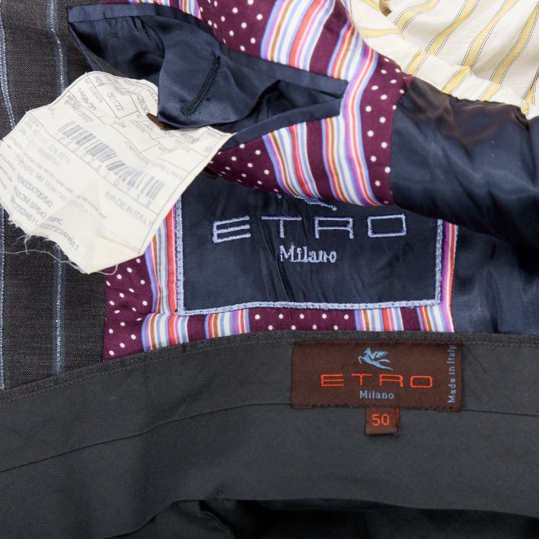 Etro ETRO grey blue pinstripe 100% wool single breasted blazer jacket IT50 L Size 50R - 10 Thumbnail