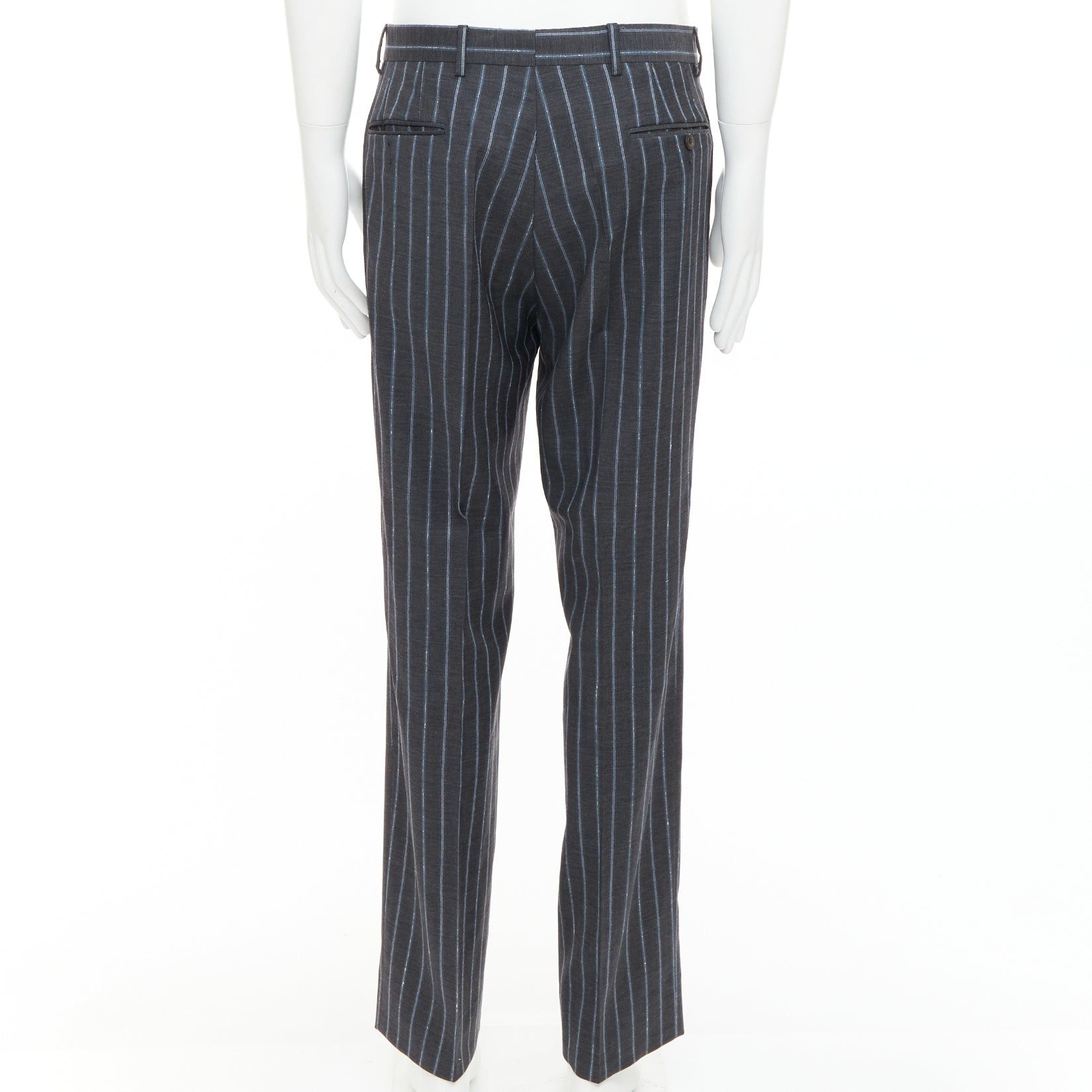 Etro ETRO grey blue pinstripe 100% wool single breasted blazer jacket IT50 L Size 50R - 9 Thumbnail