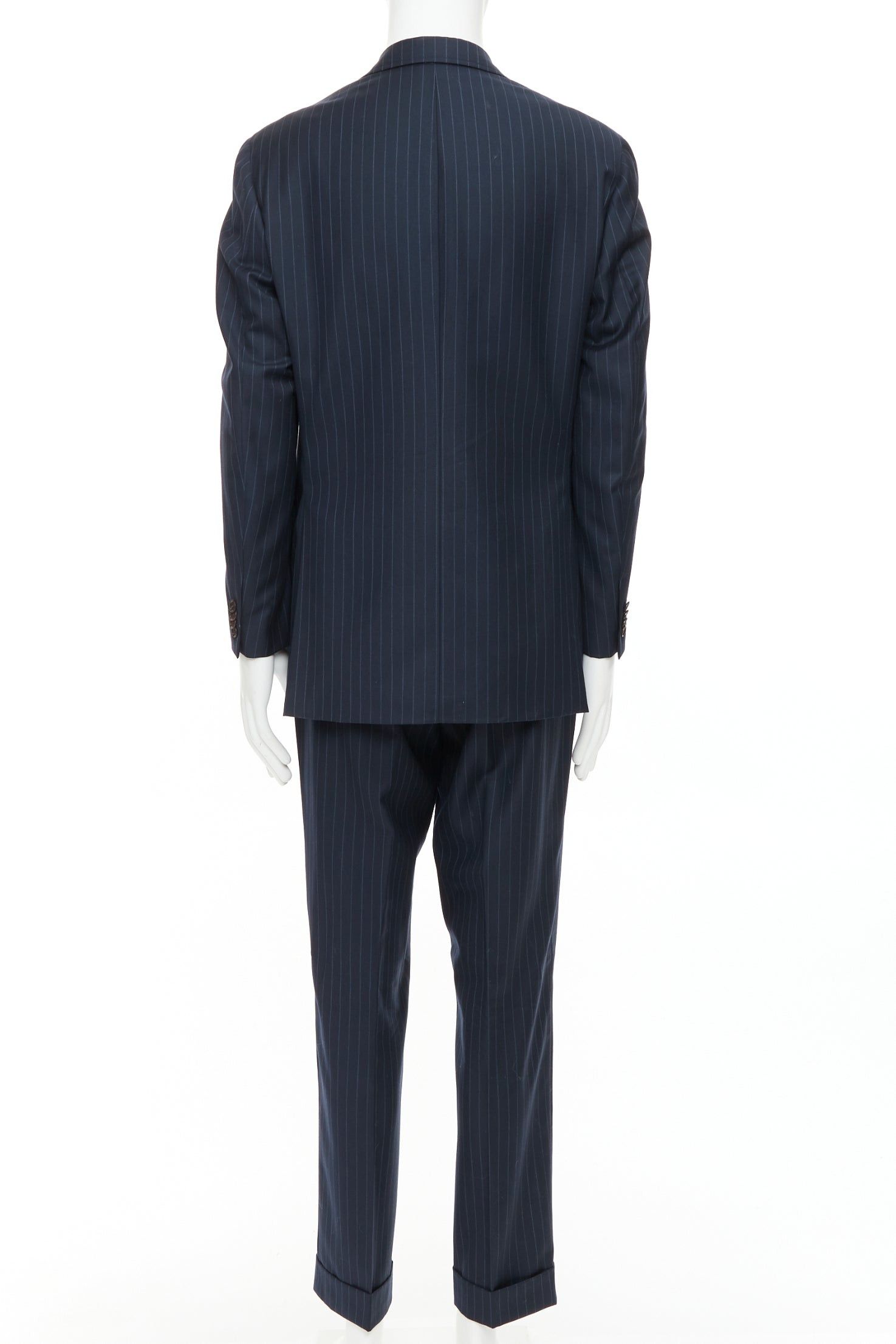 Etro ETRO navy pinstripe 100% wool single breasted cropped blazer jacket IT50 L Size 50R - 5 Thumbnail