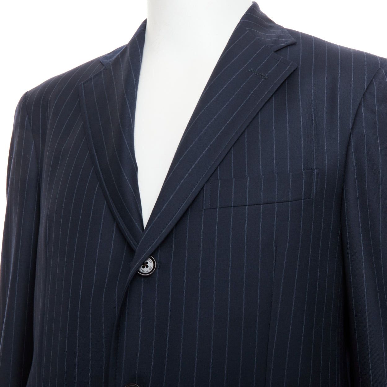 Etro ETRO navy pinstripe 100% wool single breasted cropped blazer jacket IT50 L Size 50R - 2 Thumbnail