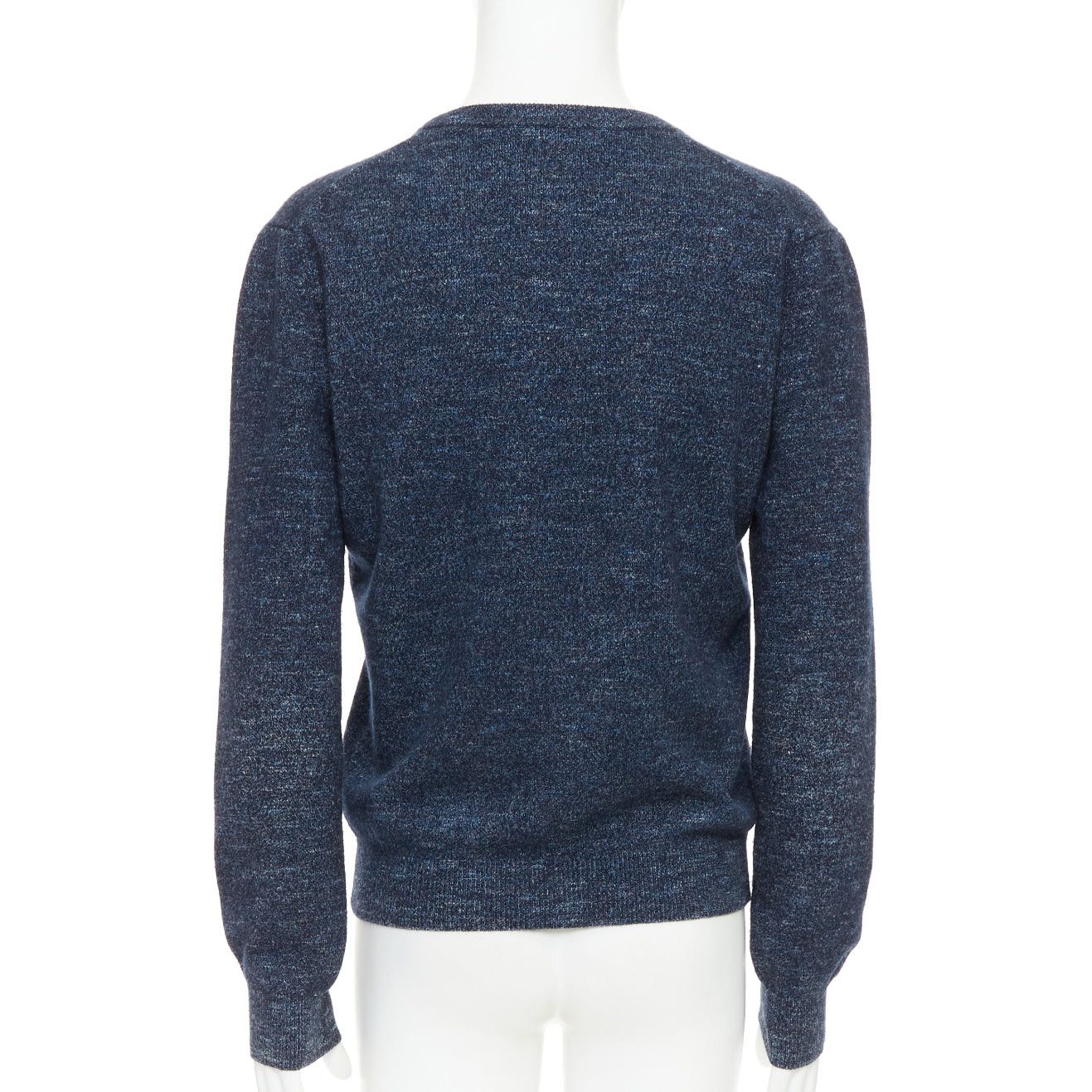 Gucci GUCCI navy wool silk cashmere melange V neck GG logo charm sweater L Size US L / EU 52-54 / 3 - 5 Thumbnail
