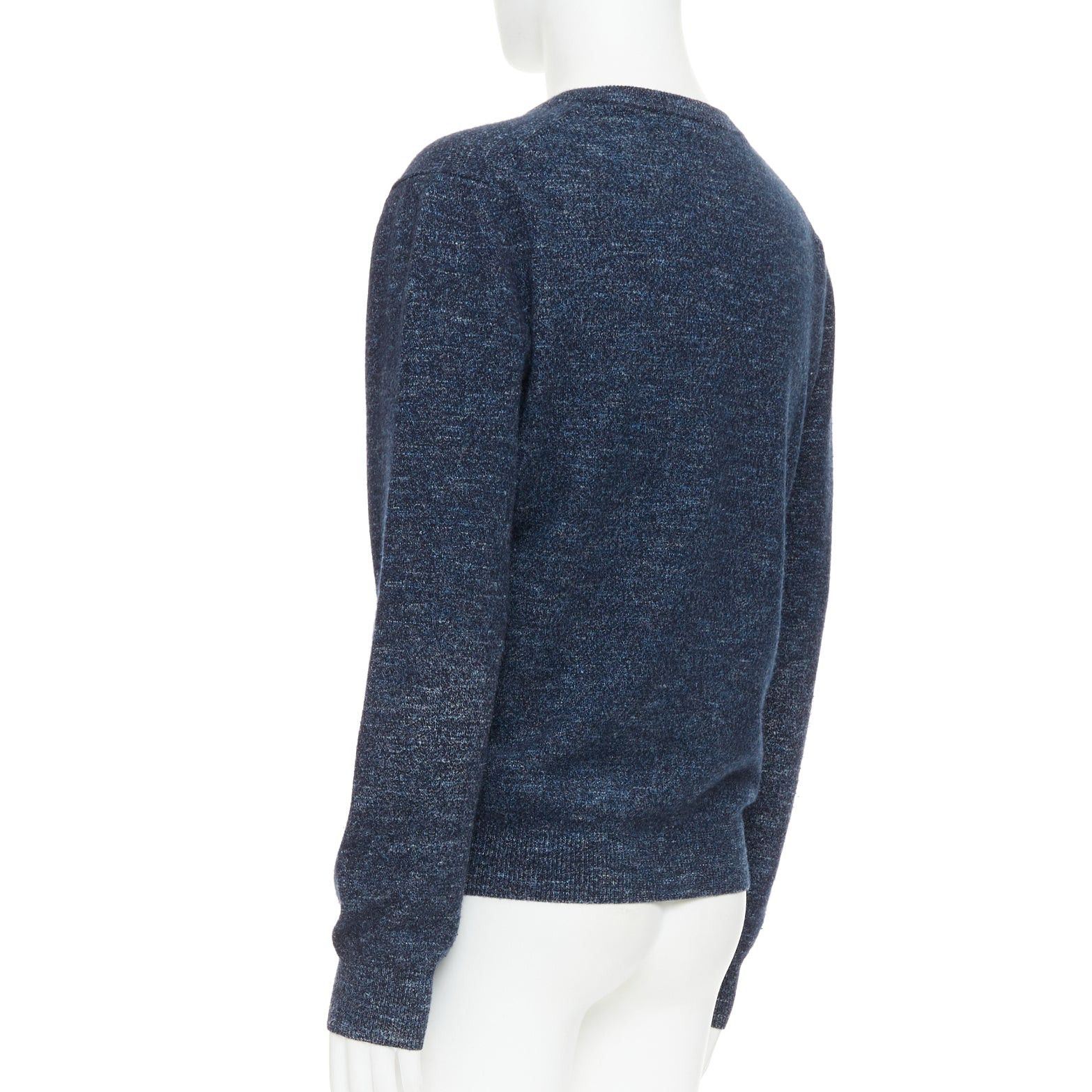 Gucci GUCCI navy wool silk cashmere melange V neck GG logo charm sweater L Size US L / EU 52-54 / 3 - 6 Thumbnail