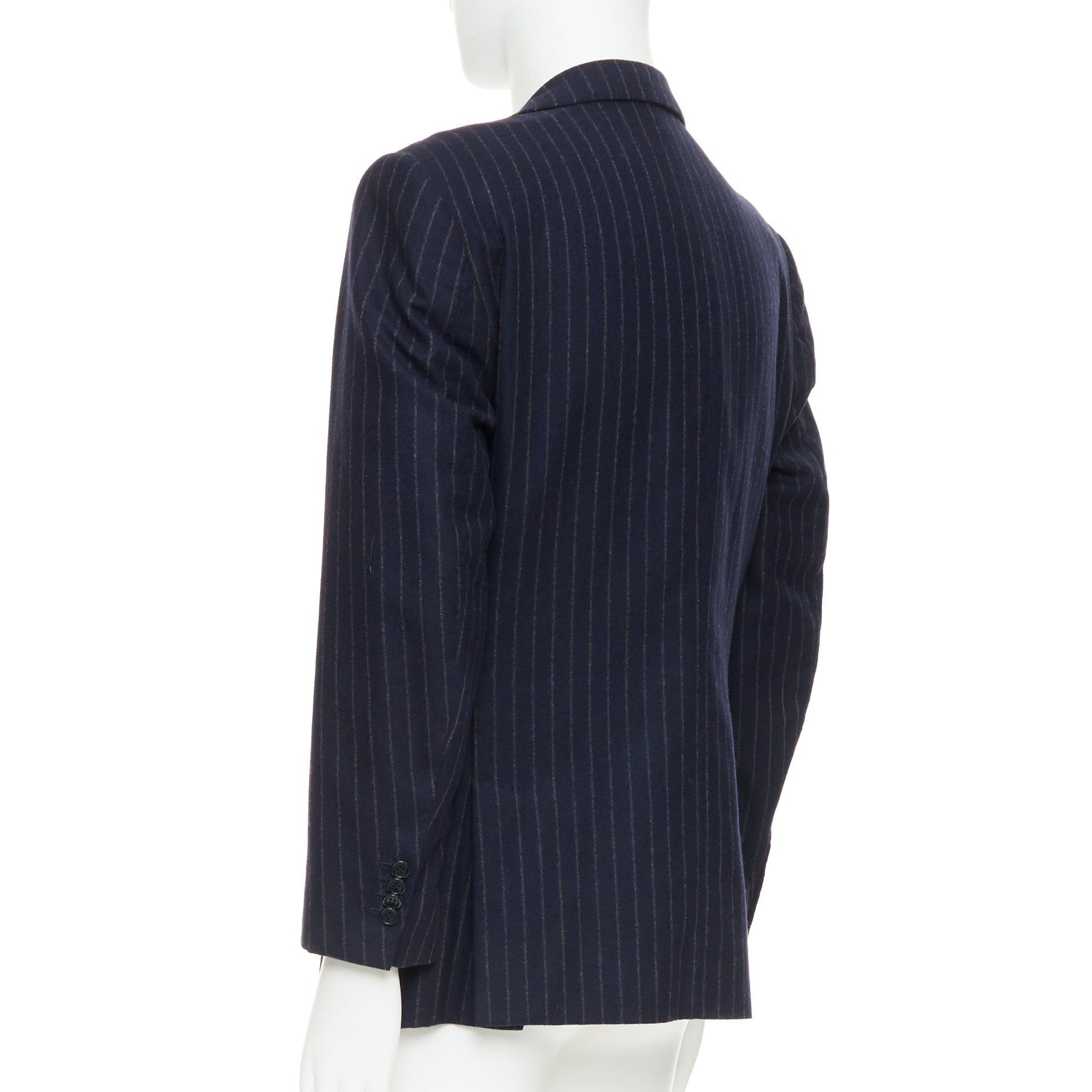 Kiton KITON 100% cashmere navy pinstriped double vents blazer jacket IT52 XL Size 52R - 6 Thumbnail