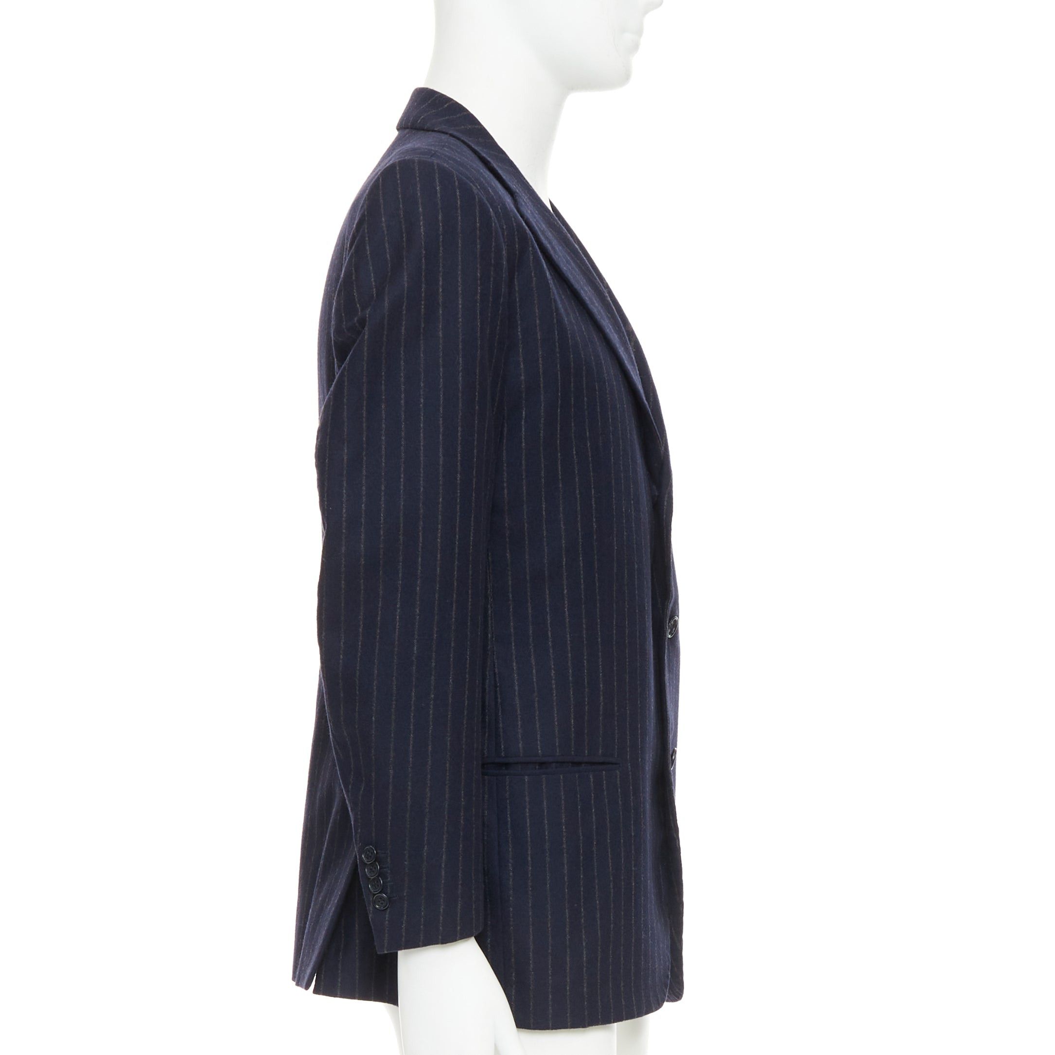 Kiton KITON 100% cashmere navy pinstriped double vents blazer jacket IT52 XL Size 52R - 4 Thumbnail