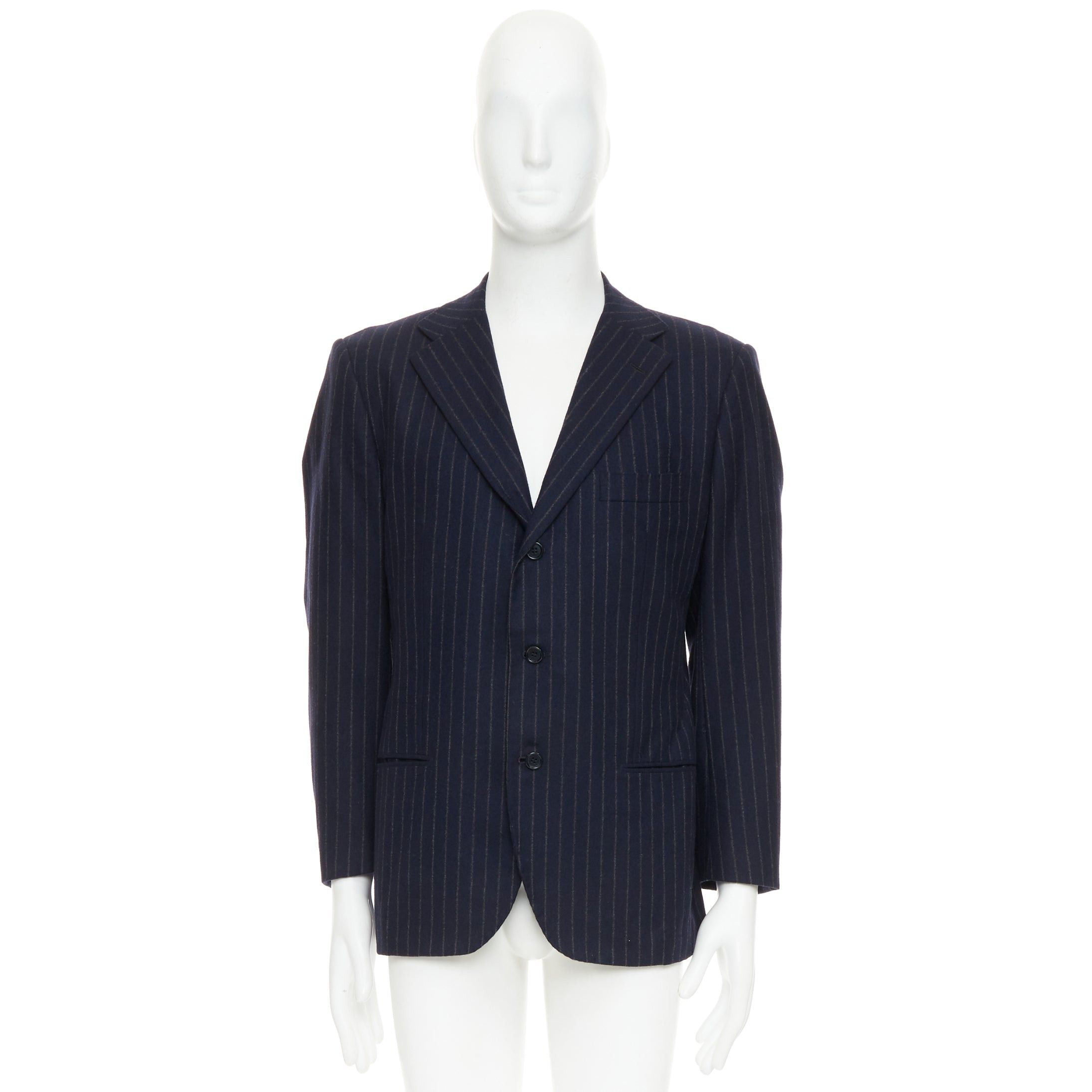 Kiton KITON 100% cashmere navy pinstriped double vents blazer jacket IT52 XL Size 52R - 9 Thumbnail
