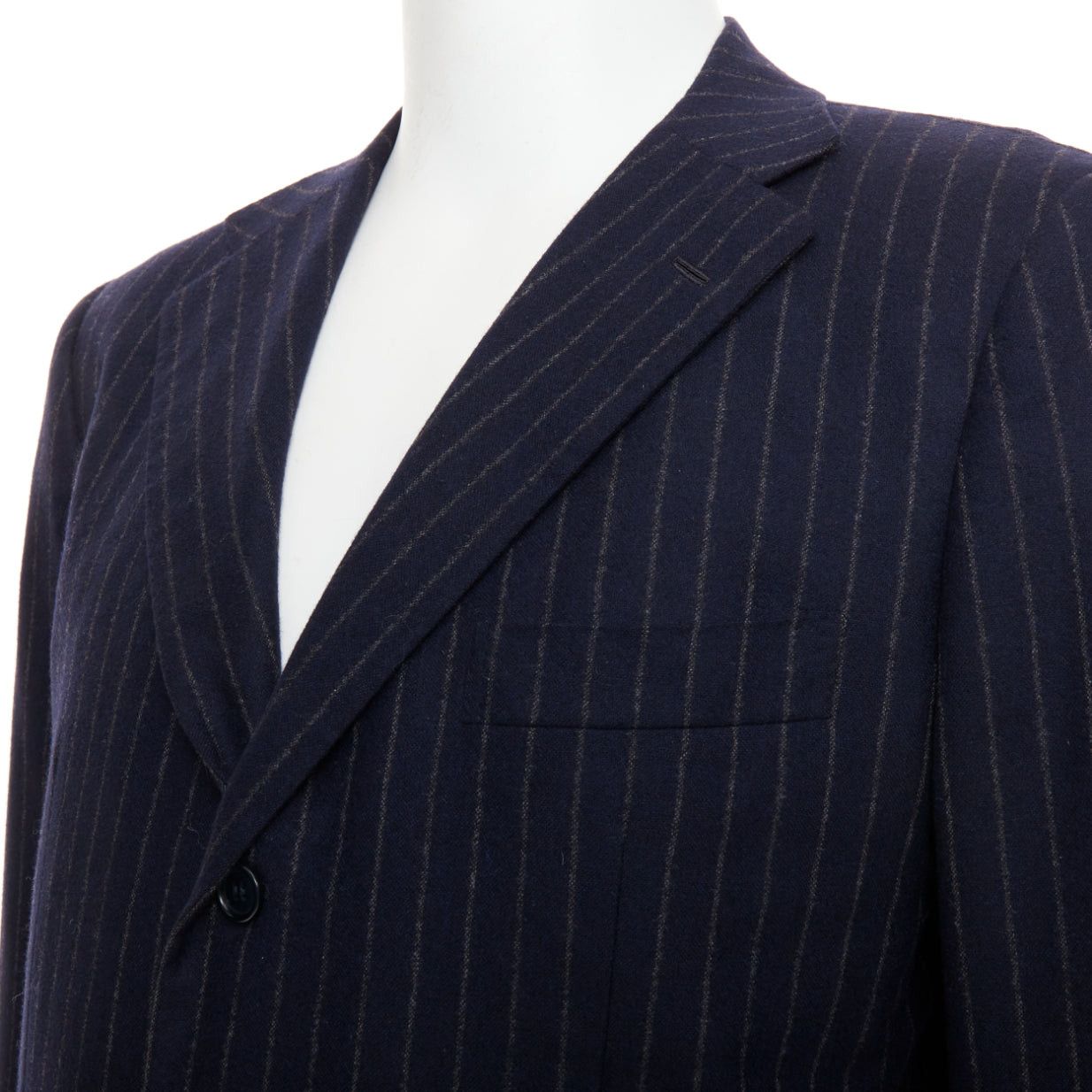 Kiton KITON 100% cashmere navy pinstriped double vents blazer jacket IT52 XL Size 52R - 2 Thumbnail