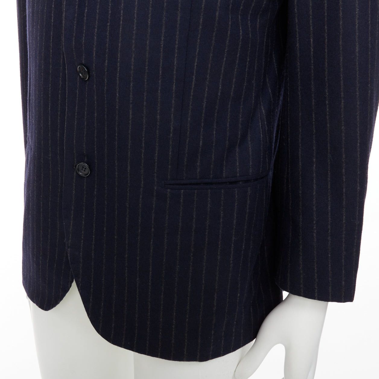 Kiton KITON 100% cashmere navy pinstriped double vents blazer jacket IT52 XL Size 52R - 7 Thumbnail