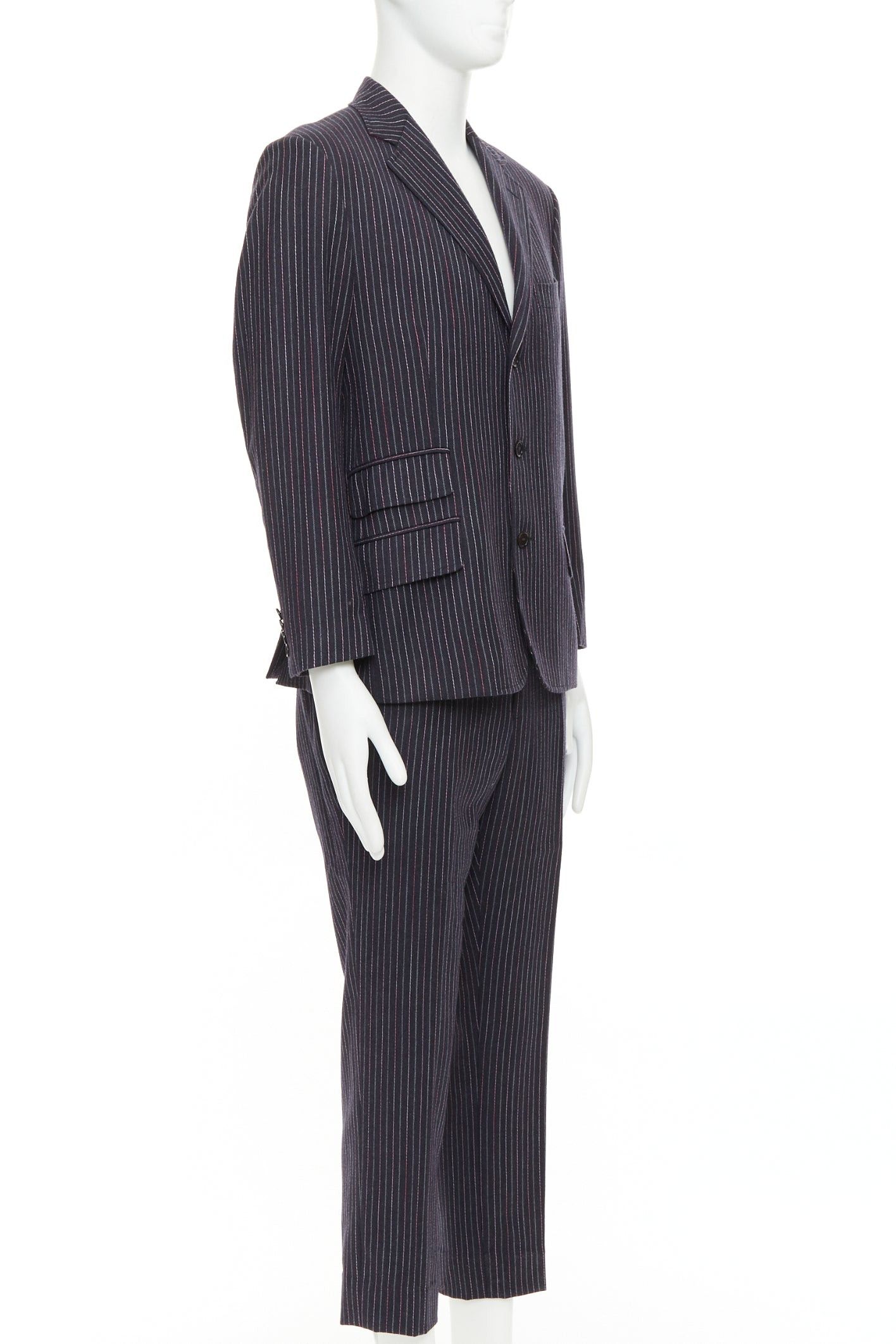 Etro ETRO grey pink pinstripe wool cashmere single breasted blazer pants set IT52 XL Size 52R - 3 Thumbnail