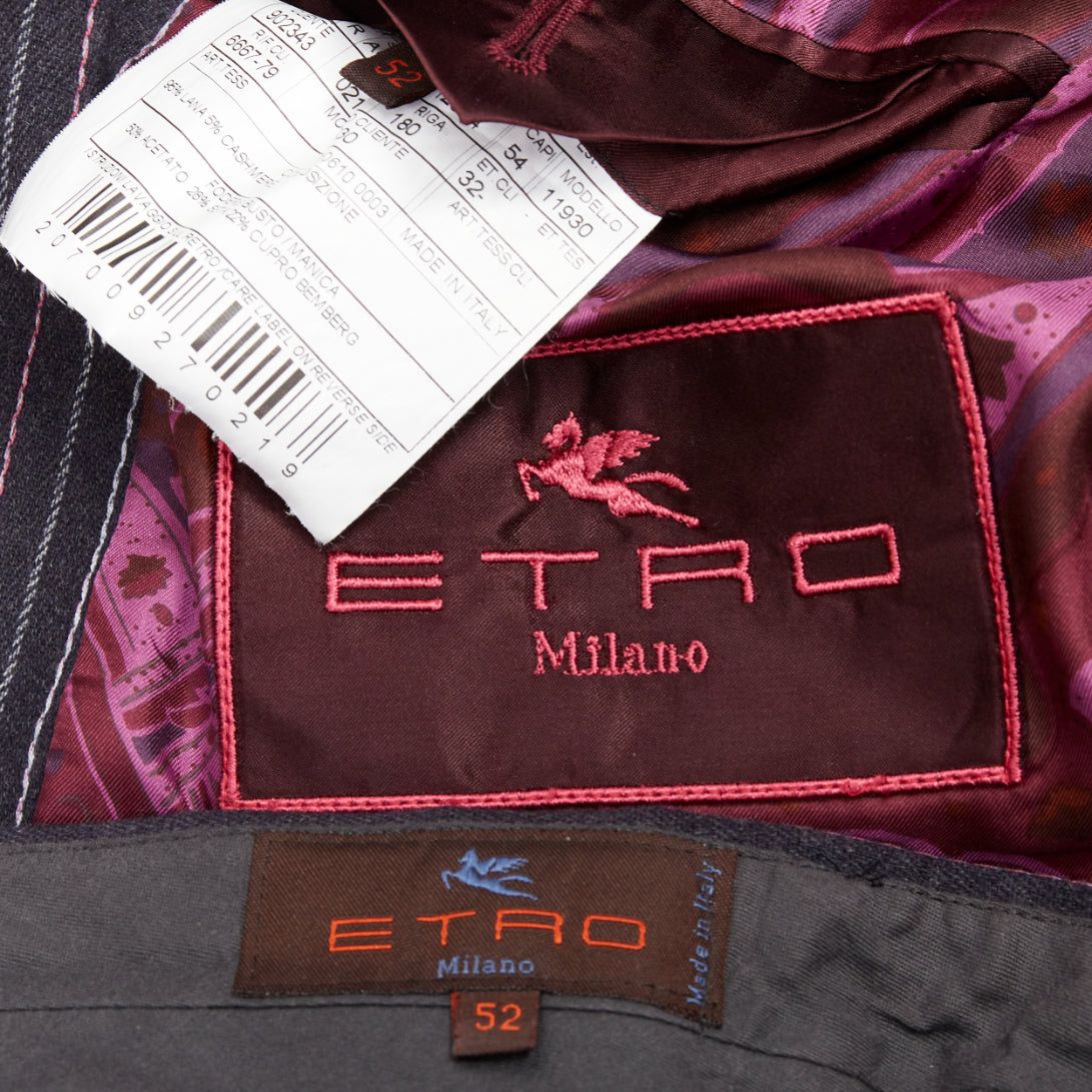 Etro ETRO grey pink pinstripe wool cashmere single breasted blazer pants set IT52 XL Size 52R - 10 Thumbnail