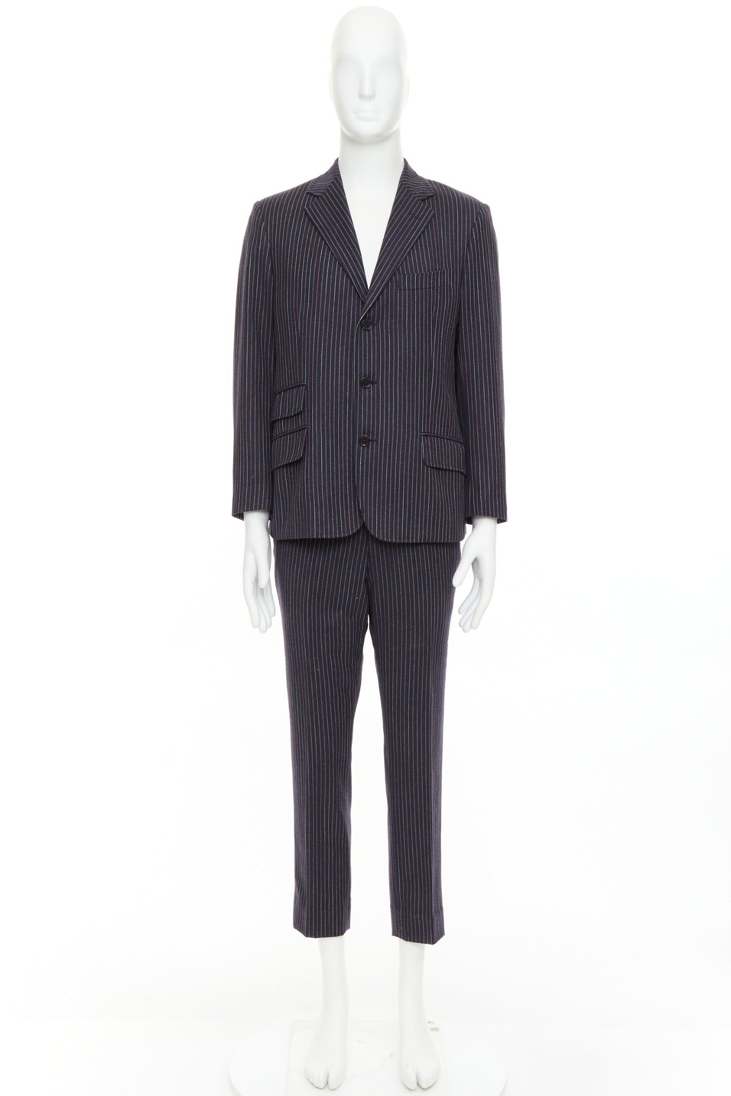 Etro ETRO grey pink pinstripe wool cashmere single breasted blazer pants set IT52 XL Size 52R - 11 Thumbnail