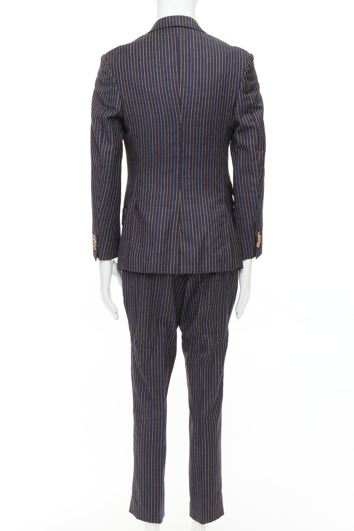 Etro ETRO grey brown multi pinstripe single breasted cropped blazer pants set IT52 XL Size 52R - 5 Thumbnail