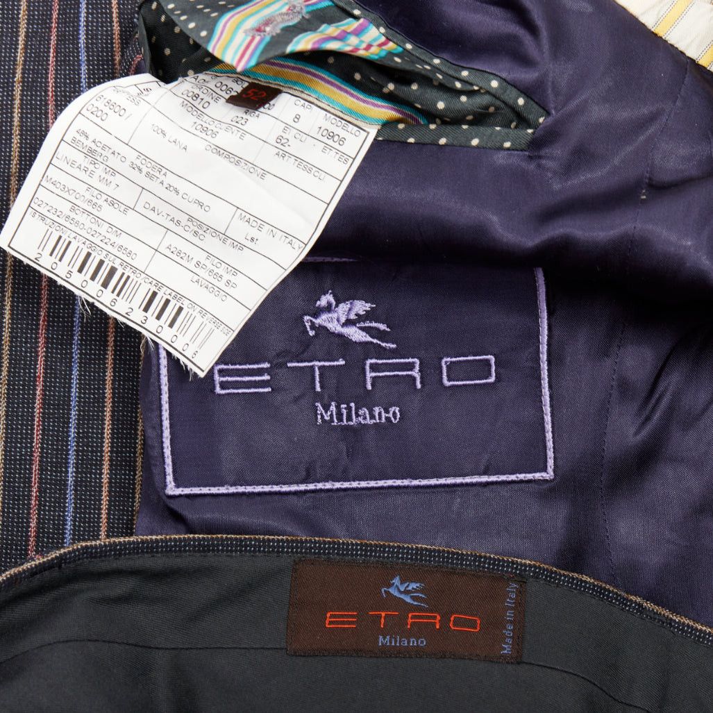 Etro ETRO grey brown multi pinstripe single breasted cropped blazer pants set IT52 XL Size 52R - 10 Thumbnail