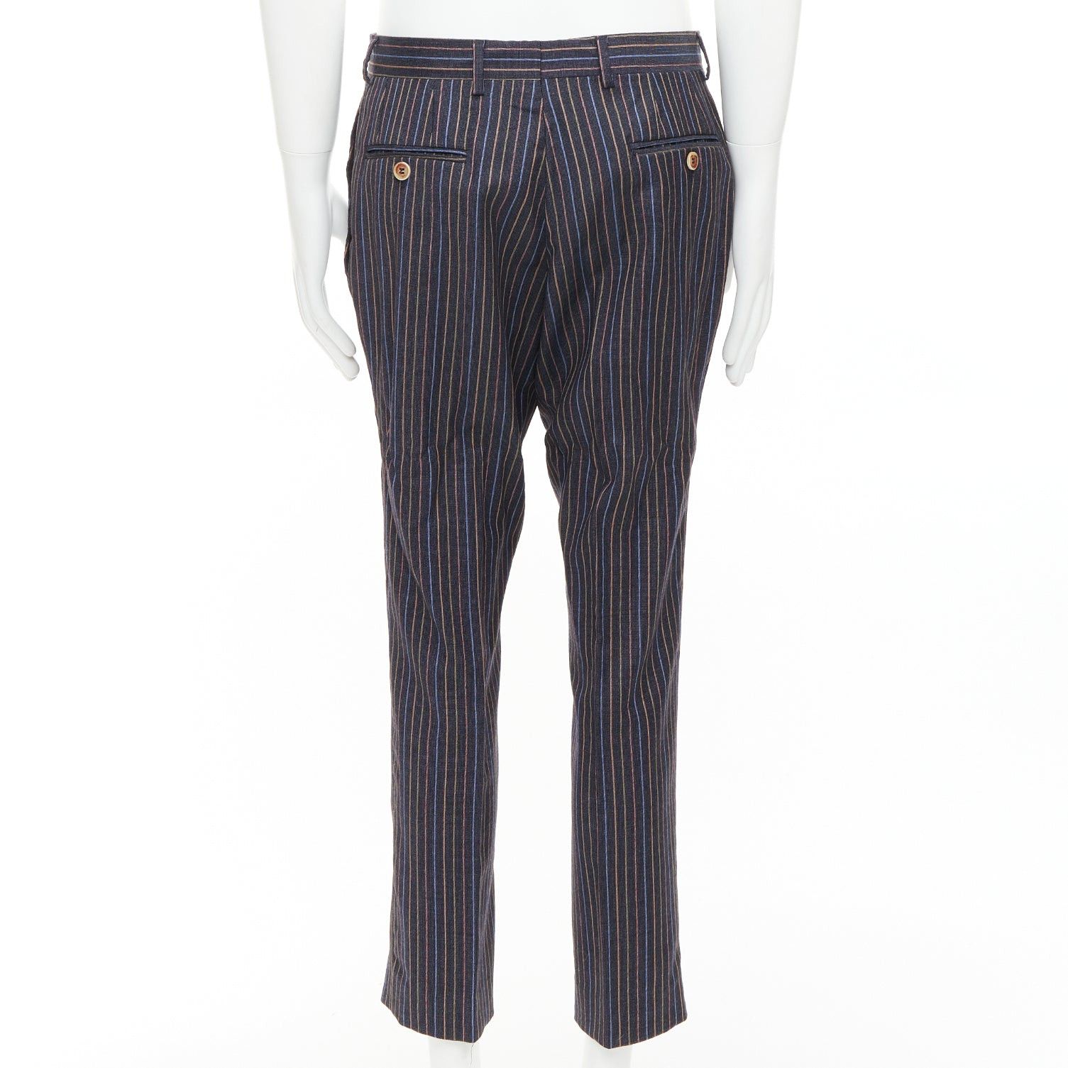 Etro ETRO grey brown multi pinstripe single breasted cropped blazer pants set IT52 XL Size 52R - 8 Thumbnail