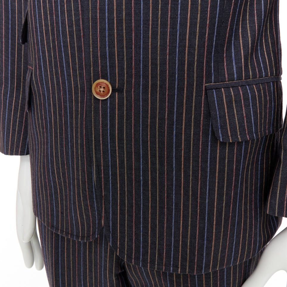 Etro ETRO grey brown multi pinstripe single breasted cropped blazer pants set IT52 XL Size 52R - 9 Thumbnail