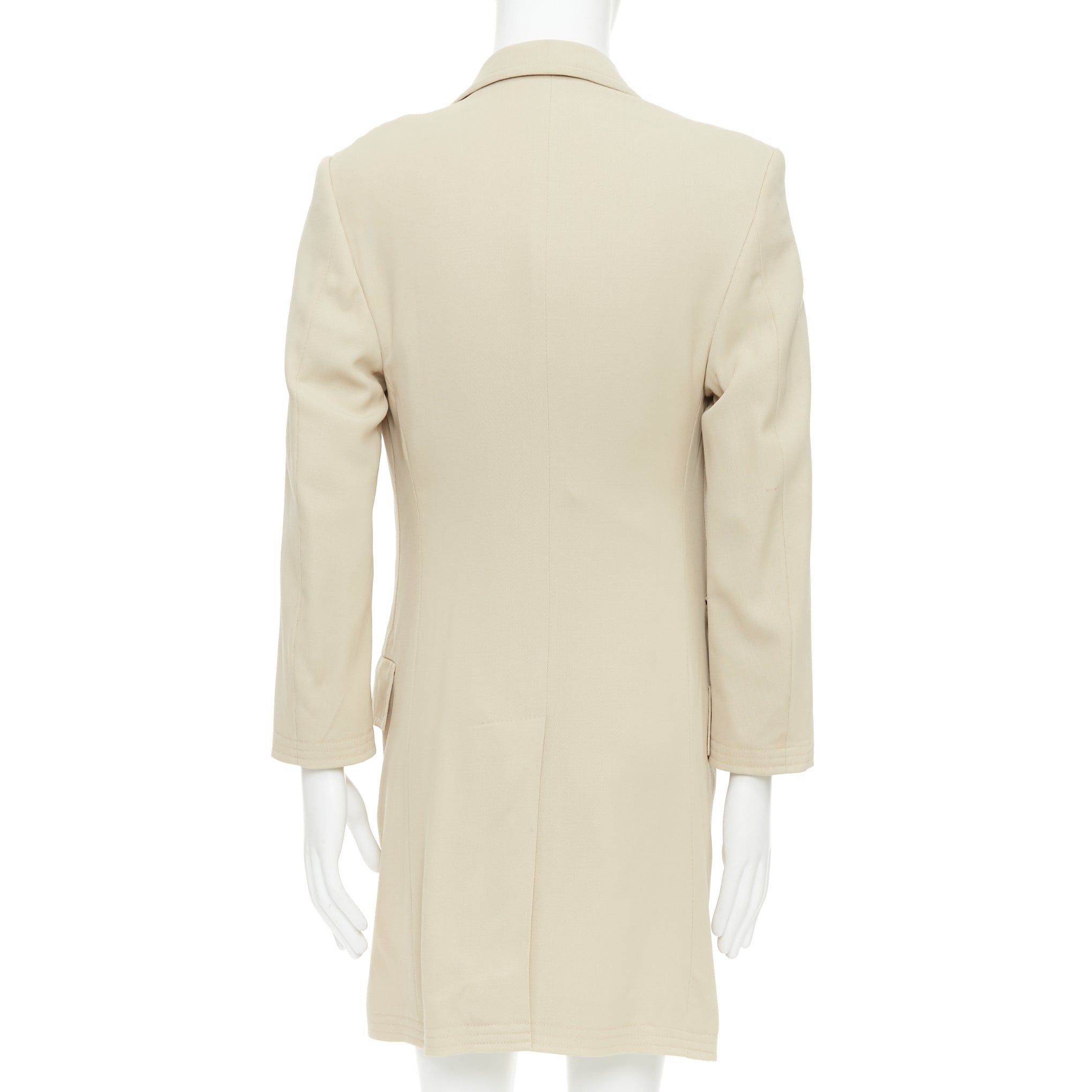 Hermes HERMES beige 100% wool twill horn buttons minimal long coat IT46 S Size US S / EU 44-46 / 1 - 5 Thumbnail