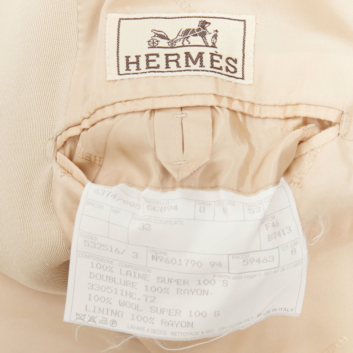 Hermes HERMES beige 100% wool twill horn buttons minimal long coat IT46 S Size US S / EU 44-46 / 1 - 8 Thumbnail