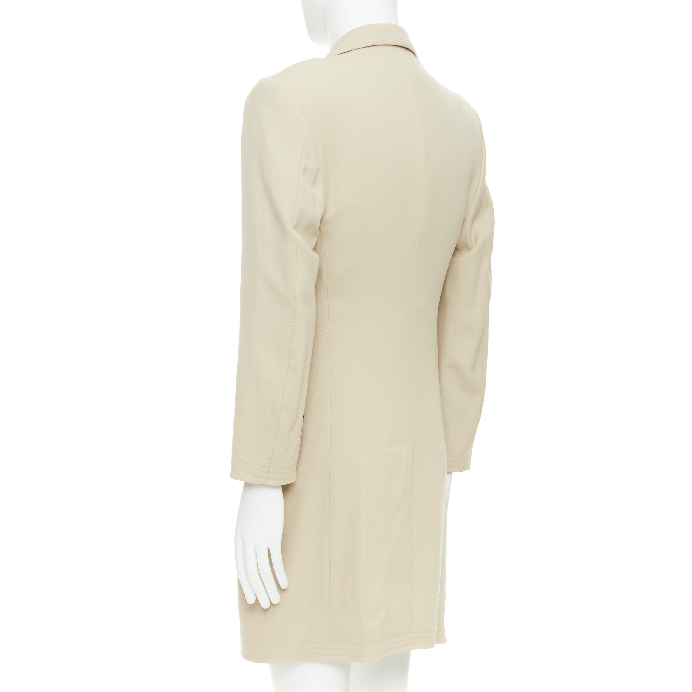 Hermes HERMES beige 100% wool twill horn buttons minimal long coat IT46 S Size US S / EU 44-46 / 1 - 6 Thumbnail