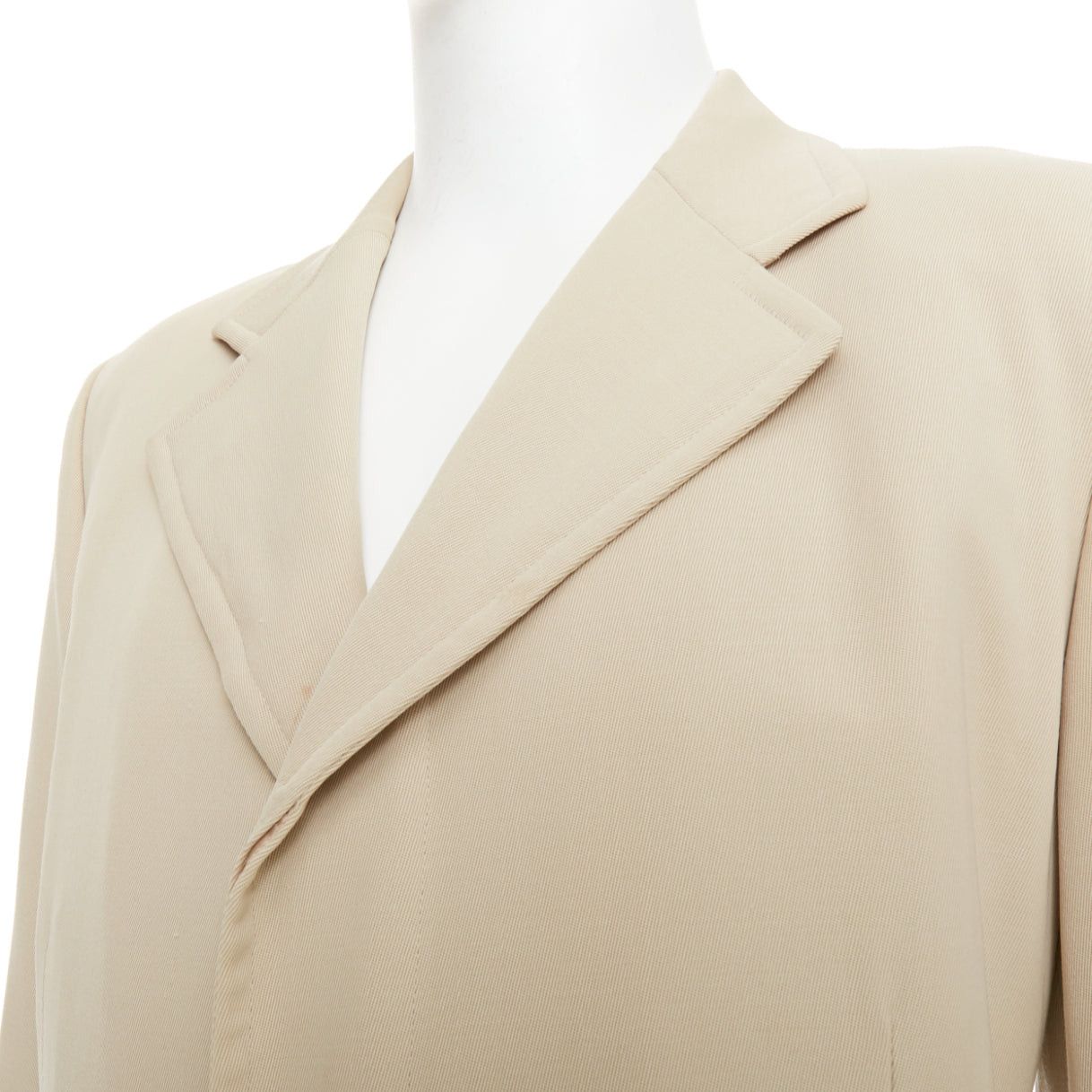 Hermes HERMES beige 100% wool twill horn buttons minimal long coat IT46 S Size US S / EU 44-46 / 1 - 2 Thumbnail