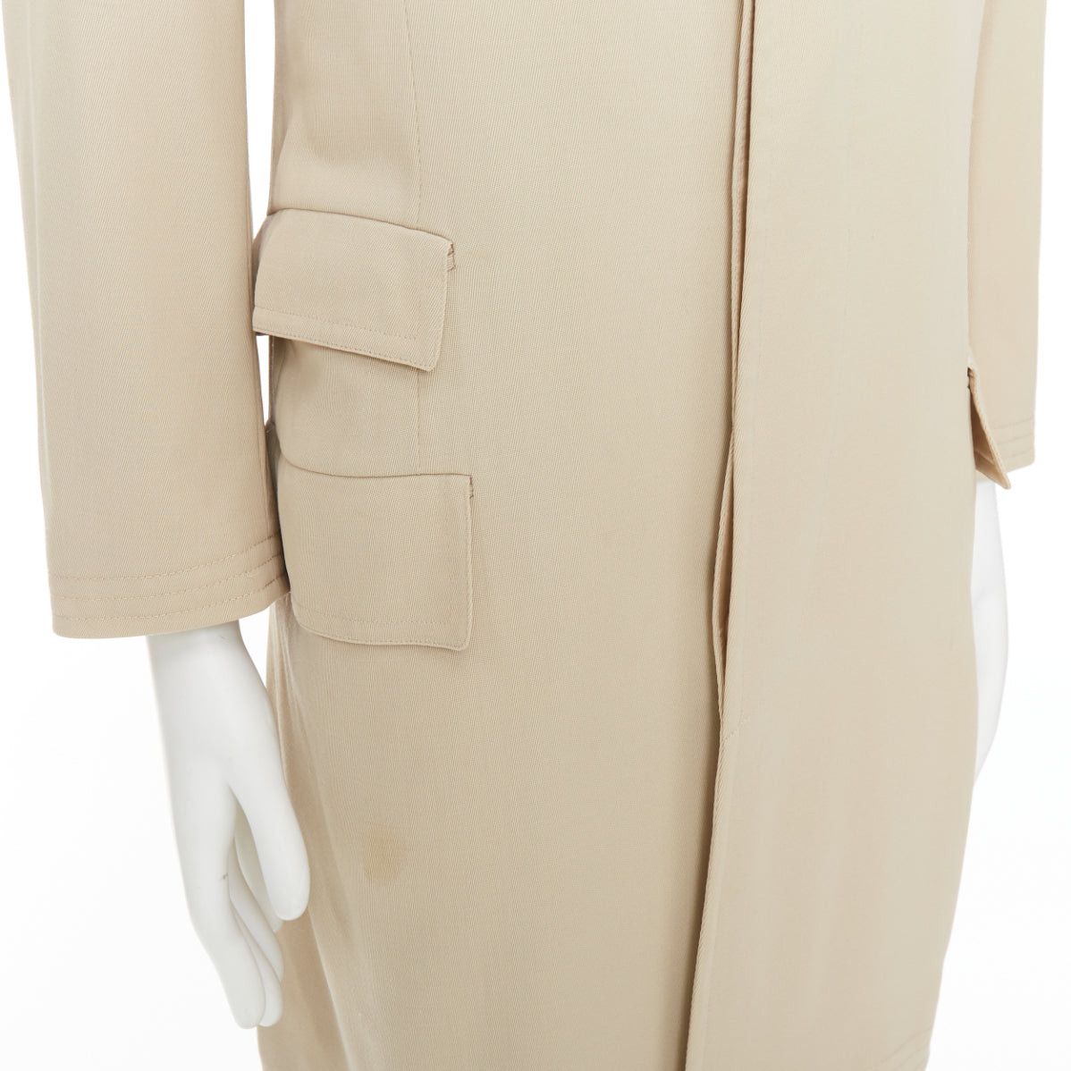 Hermes HERMES beige 100% wool twill horn buttons minimal long coat IT46 S Size US S / EU 44-46 / 1 - 7 Thumbnail