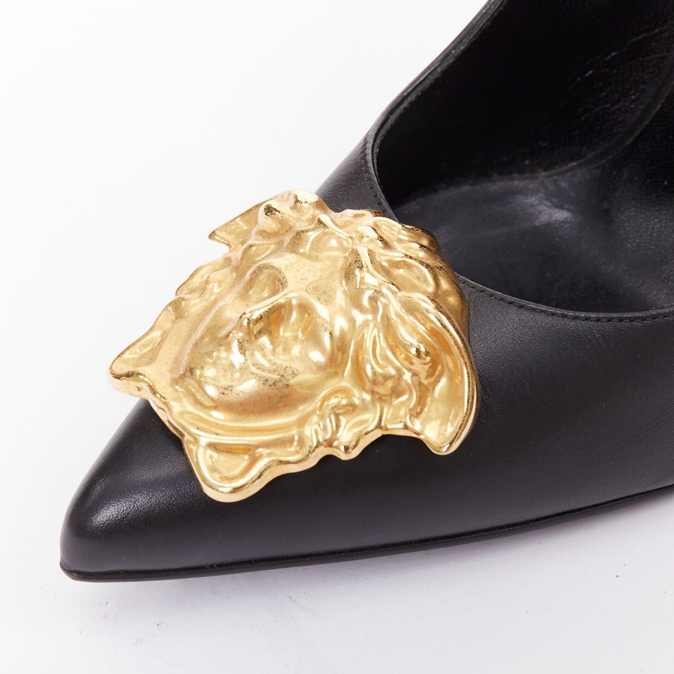 Versace VERSACE Medusa black gold emblem metal heel pump EU38 Lady Gaga Size US 8 / IT 38 - 7 Thumbnail