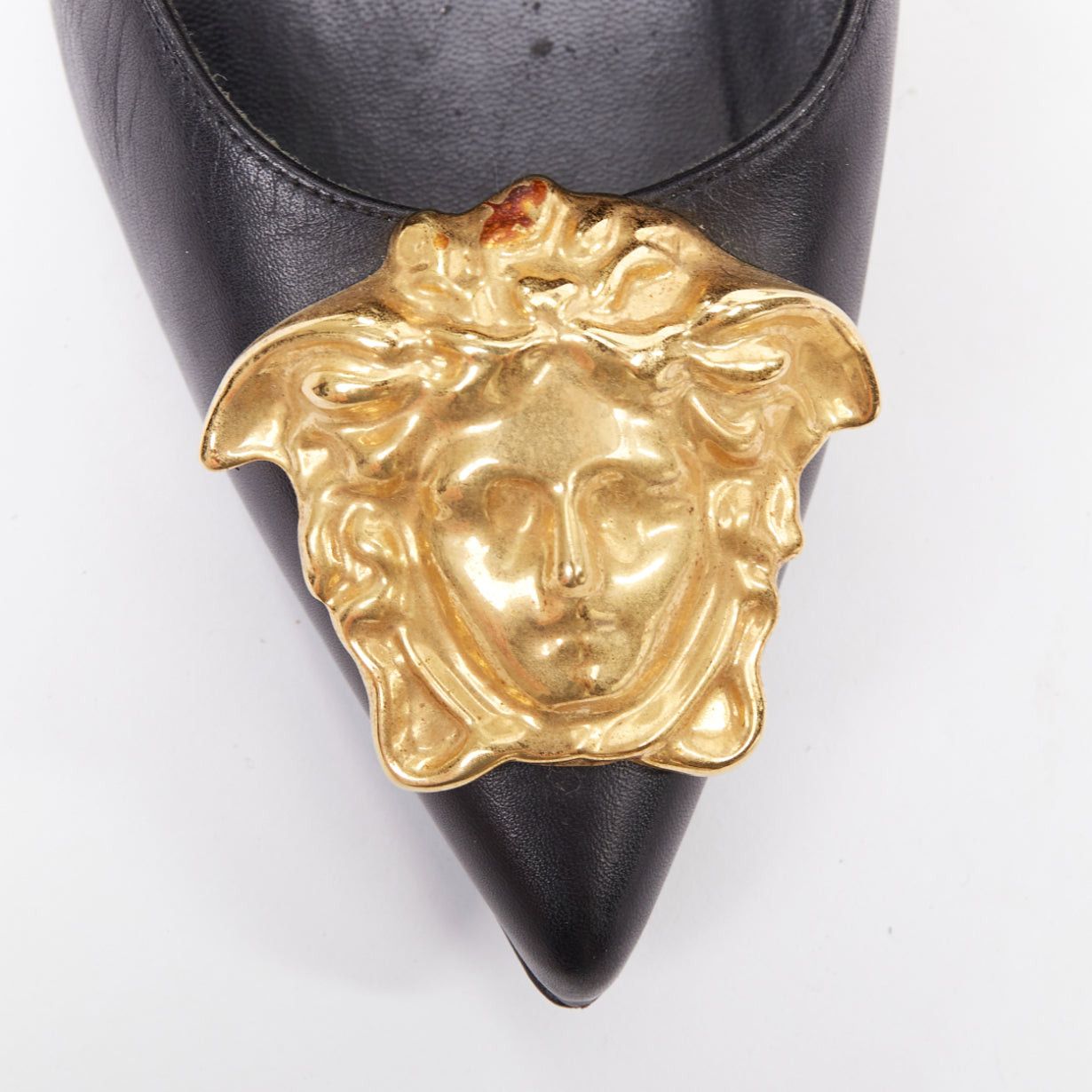 Versace VERSACE Medusa black gold emblem metal heel pump EU38 Lady Gaga Size US 8 / IT 38 - 6 Thumbnail