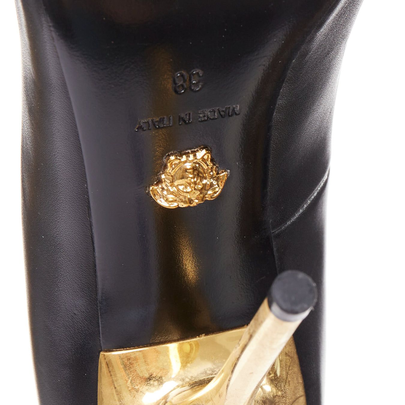 Versace VERSACE Medusa black gold emblem metal heel pump EU38 Lady Gaga Size US 8 / IT 38 - 10 Thumbnail