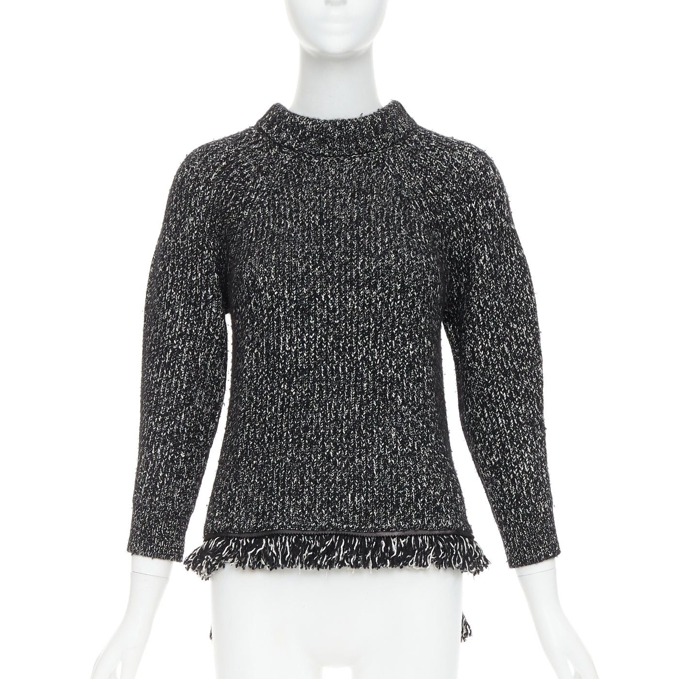 Alexander McQueen ALEXANDER MCQUEEN grey frayed fringe step hem raglan knit sweater S Size S / US 4 / IT 40 - 3 Thumbnail