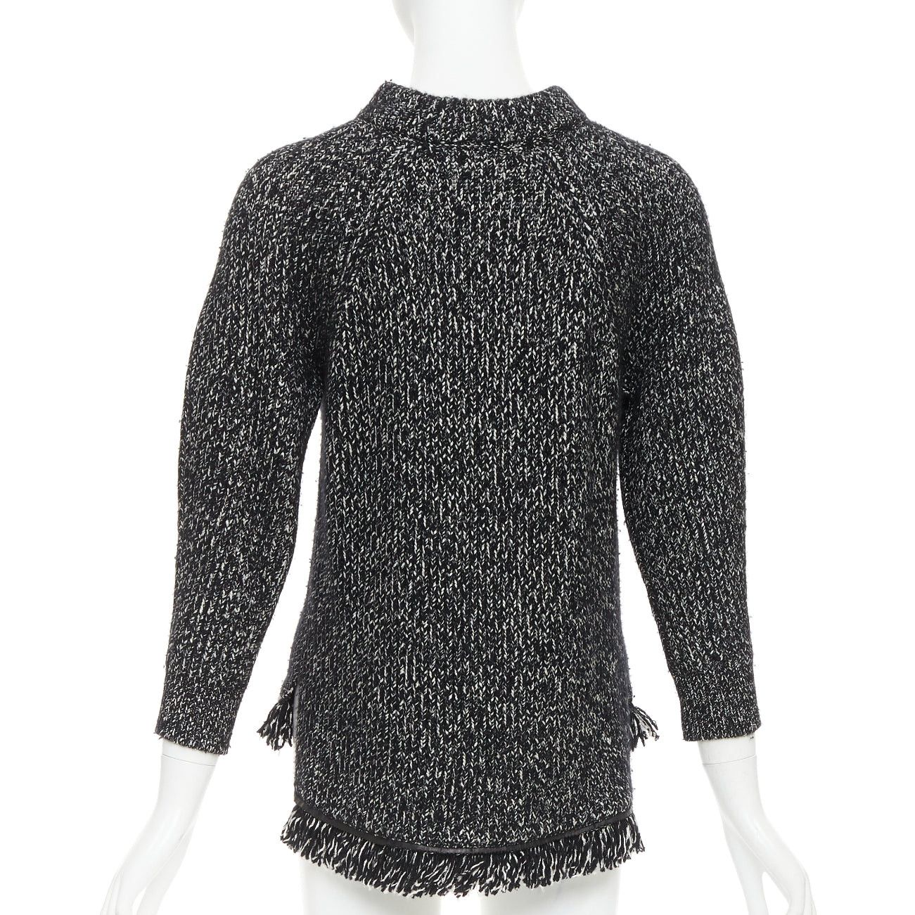 Alexander McQueen ALEXANDER MCQUEEN grey frayed fringe step hem raglan knit sweater S Size S / US 4 / IT 40 - 5 Thumbnail