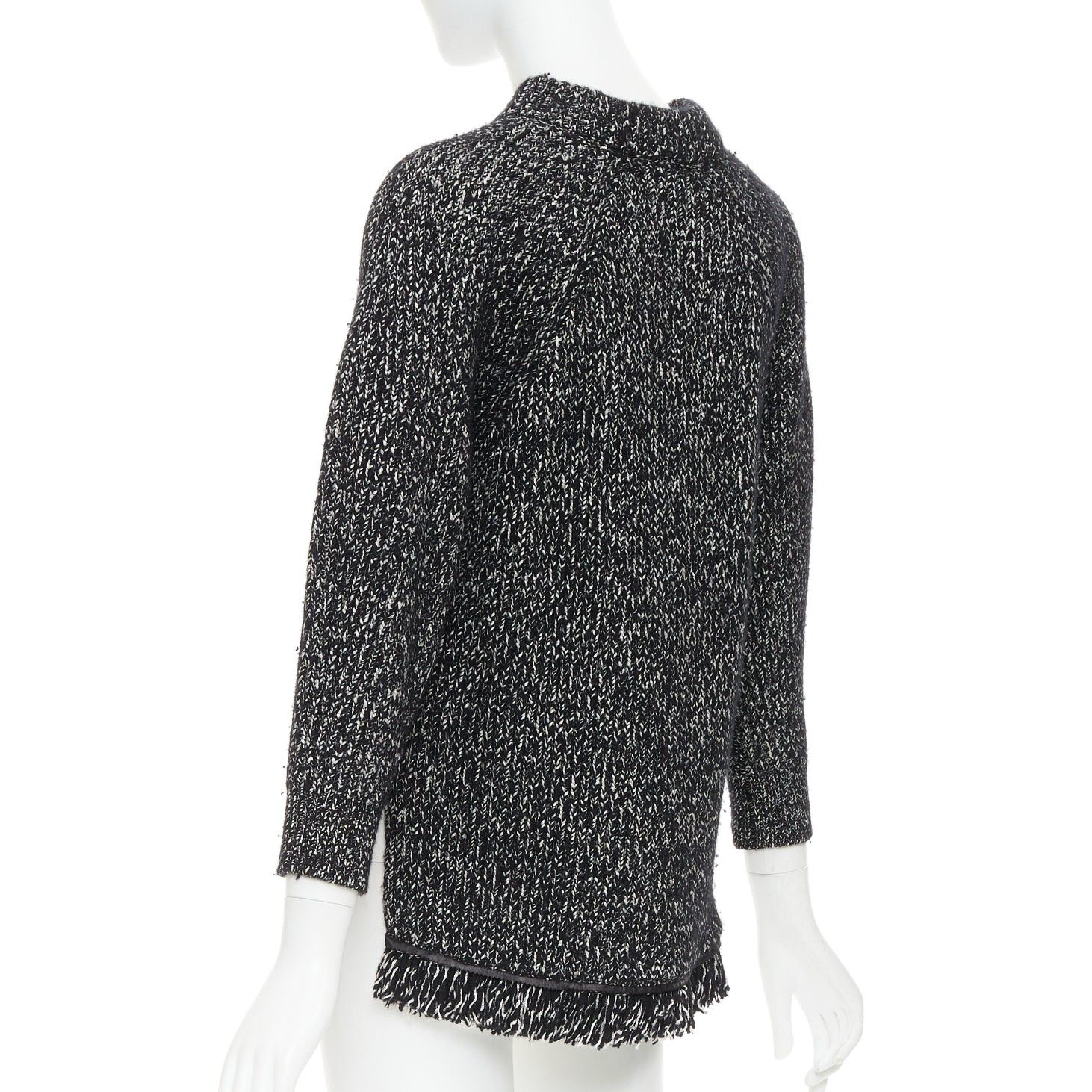 Alexander McQueen ALEXANDER MCQUEEN grey frayed fringe step hem raglan knit sweater S Size S / US 4 / IT 40 - 6 Thumbnail