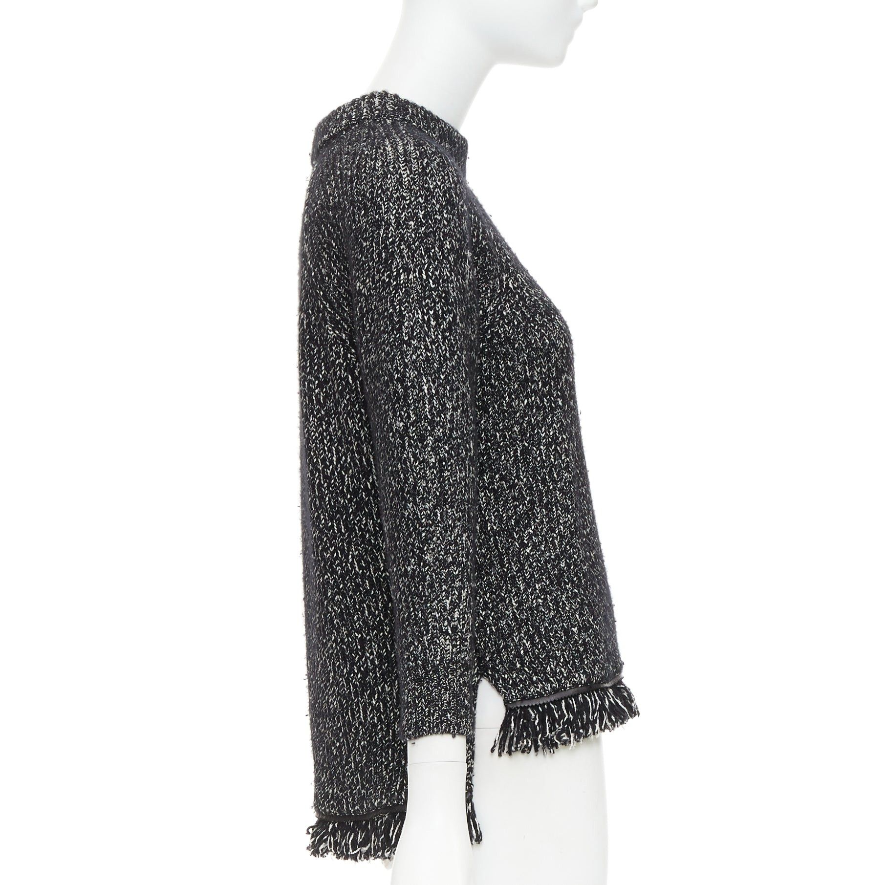 Alexander McQueen ALEXANDER MCQUEEN grey frayed fringe step hem raglan knit sweater S Size S / US 4 / IT 40 - 4 Thumbnail